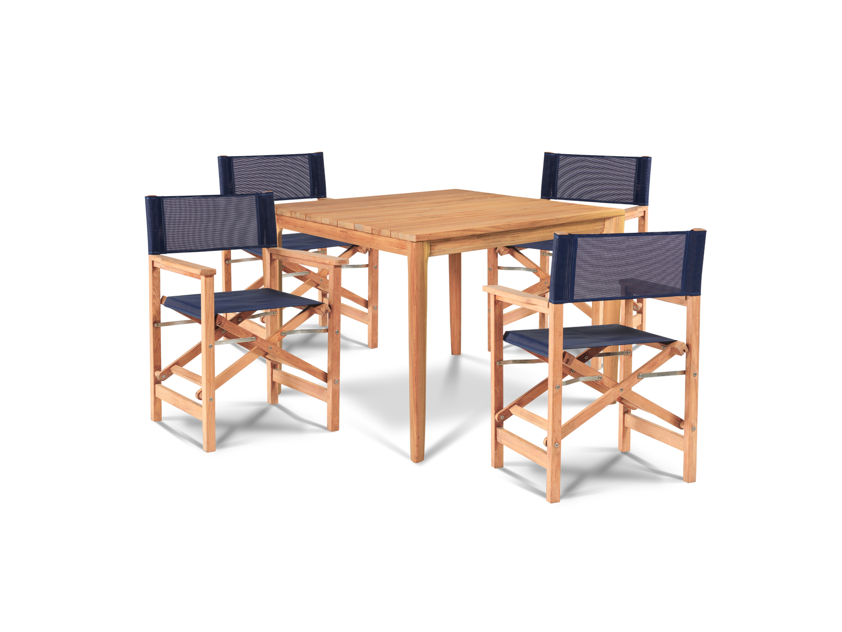 Director Teak Blue Outdoor Dining Folding Armchair - Ornate Home