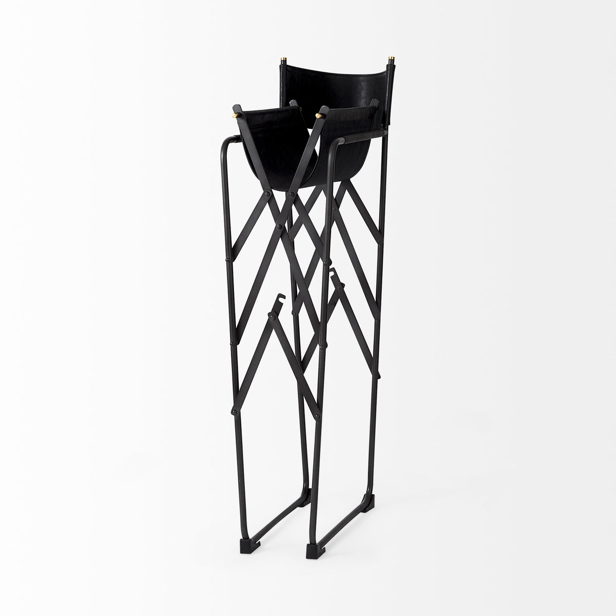 Direttore Black Leather Seat Bar Stool - Ornate Home