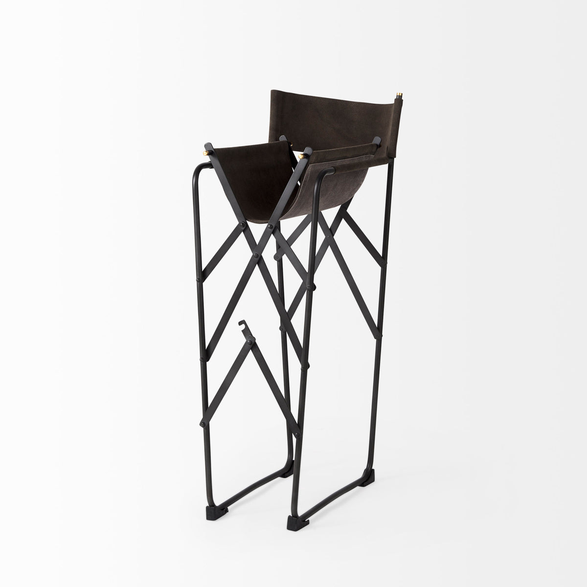 Direttore Brown/Gray Suede with Metal Frame Counter Stool - Ornate Home