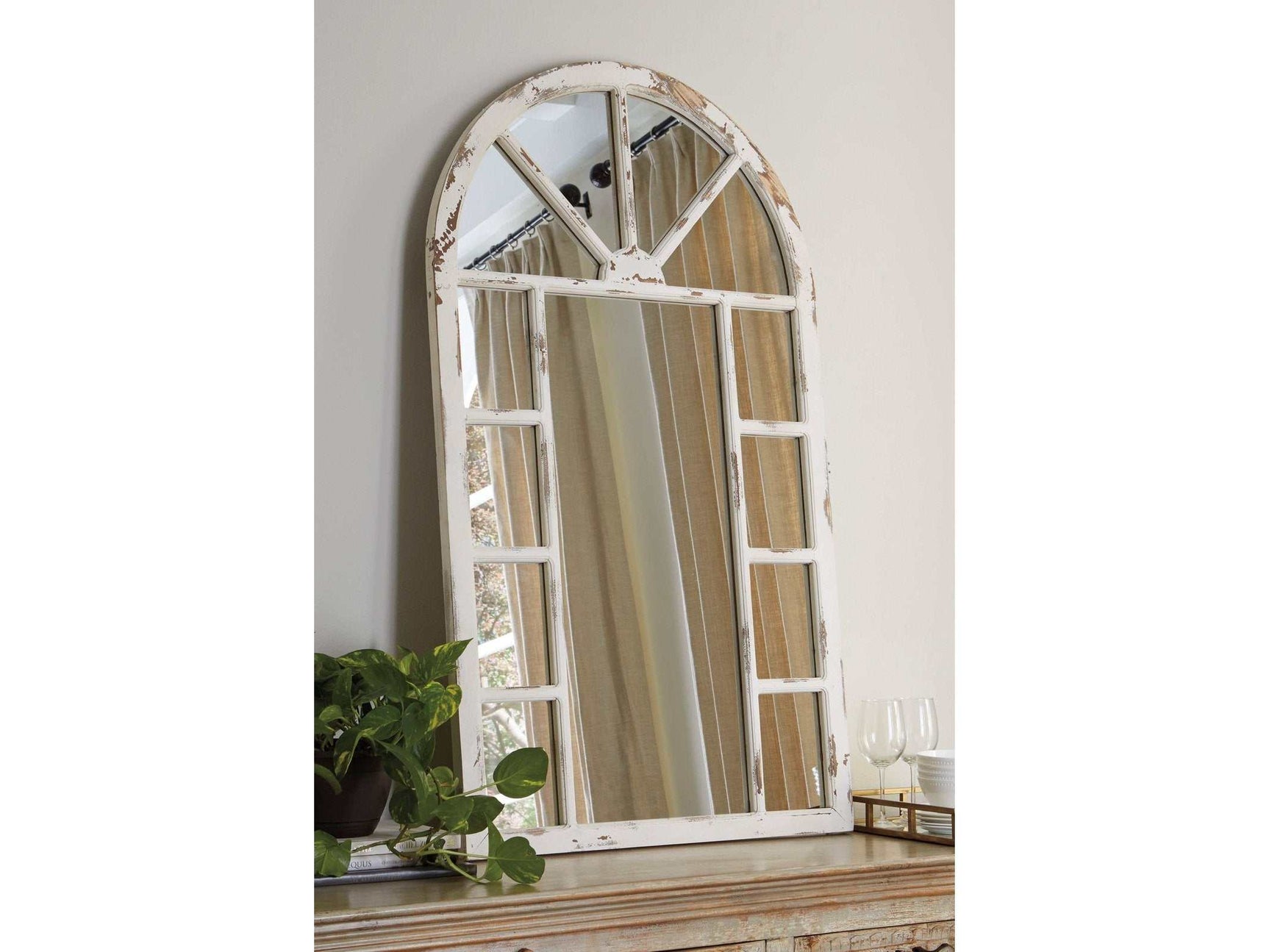 Divakar Antique White Accent Wall Mirror (Online Special Price) - Ornate Home