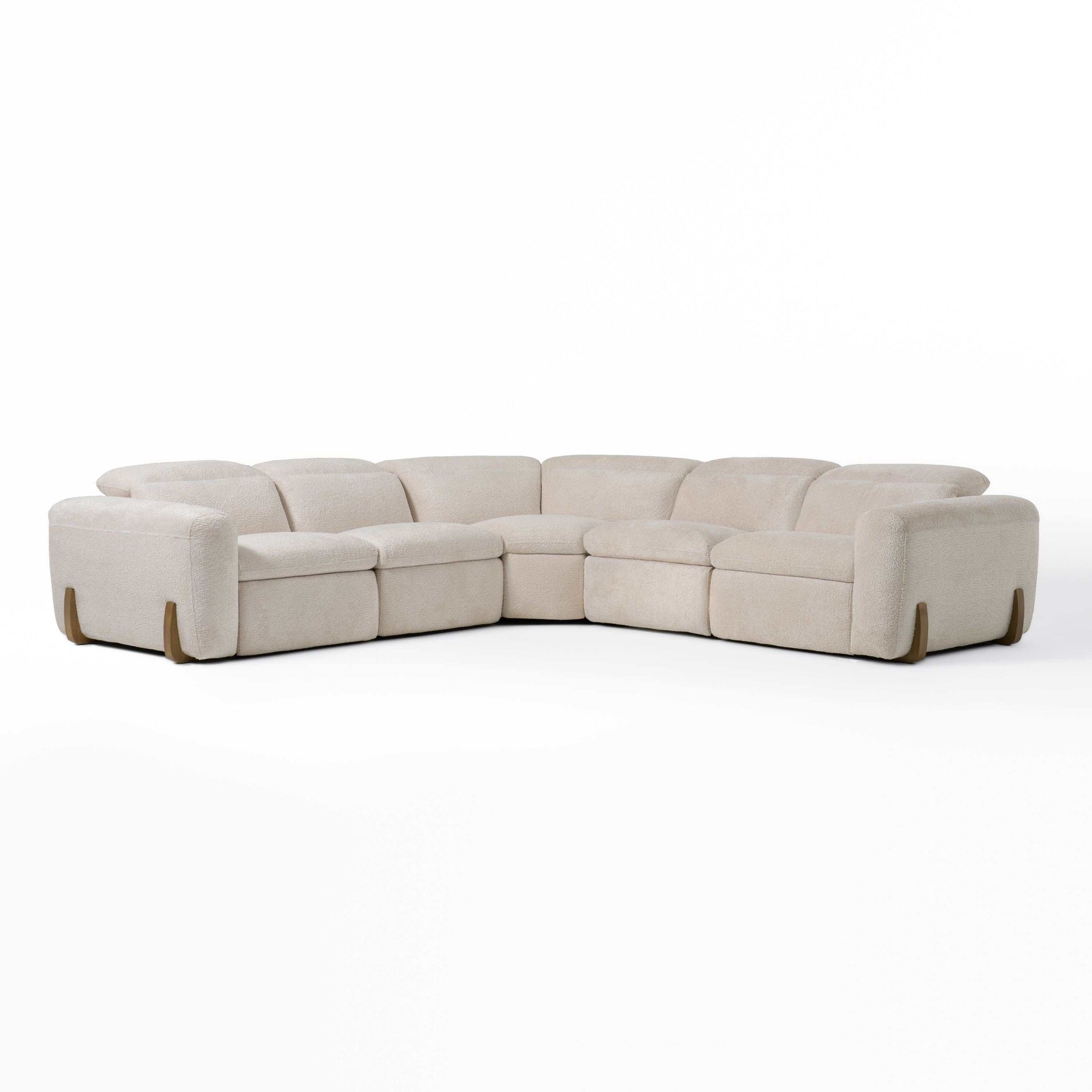 Divani Casa Conrad Modern Beige Fabric Reclining Sectional w/ 3 Power Recliners - Ornate Home