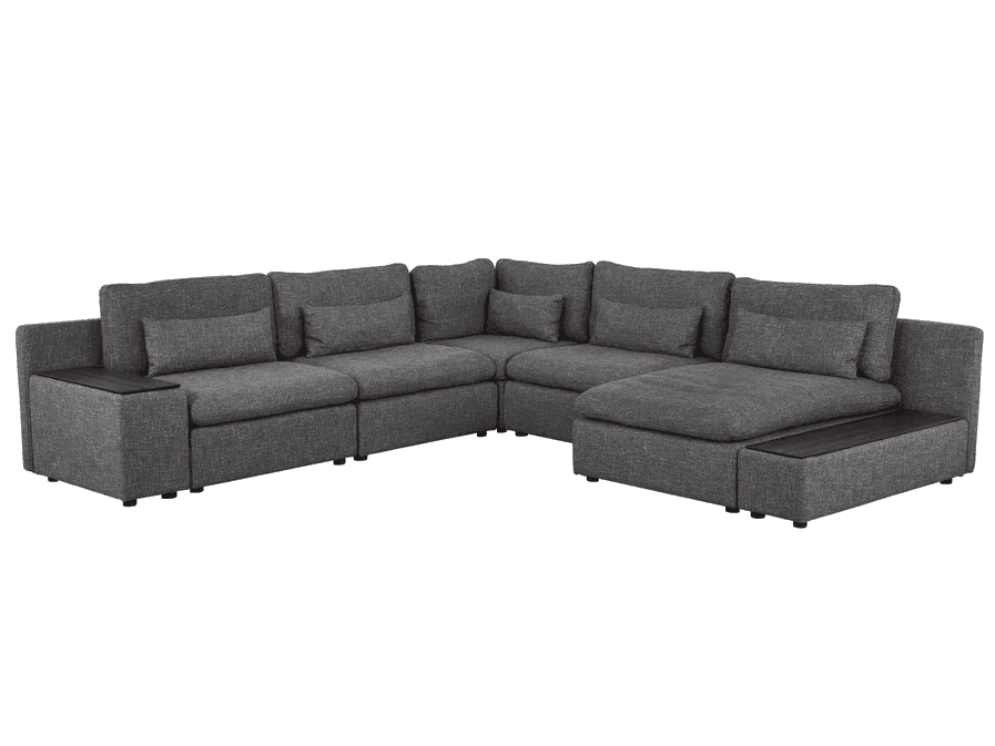 Divani Casa Paseo Charcoal Modular Sectional / 5pc - Ornate Home