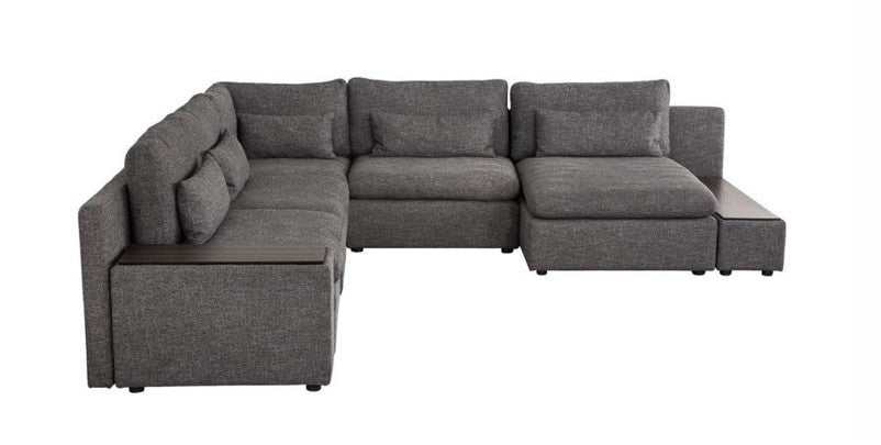 Divani Casa Paseo Charcoal Modular Sectional Sofa w/ Console - Ornate Home