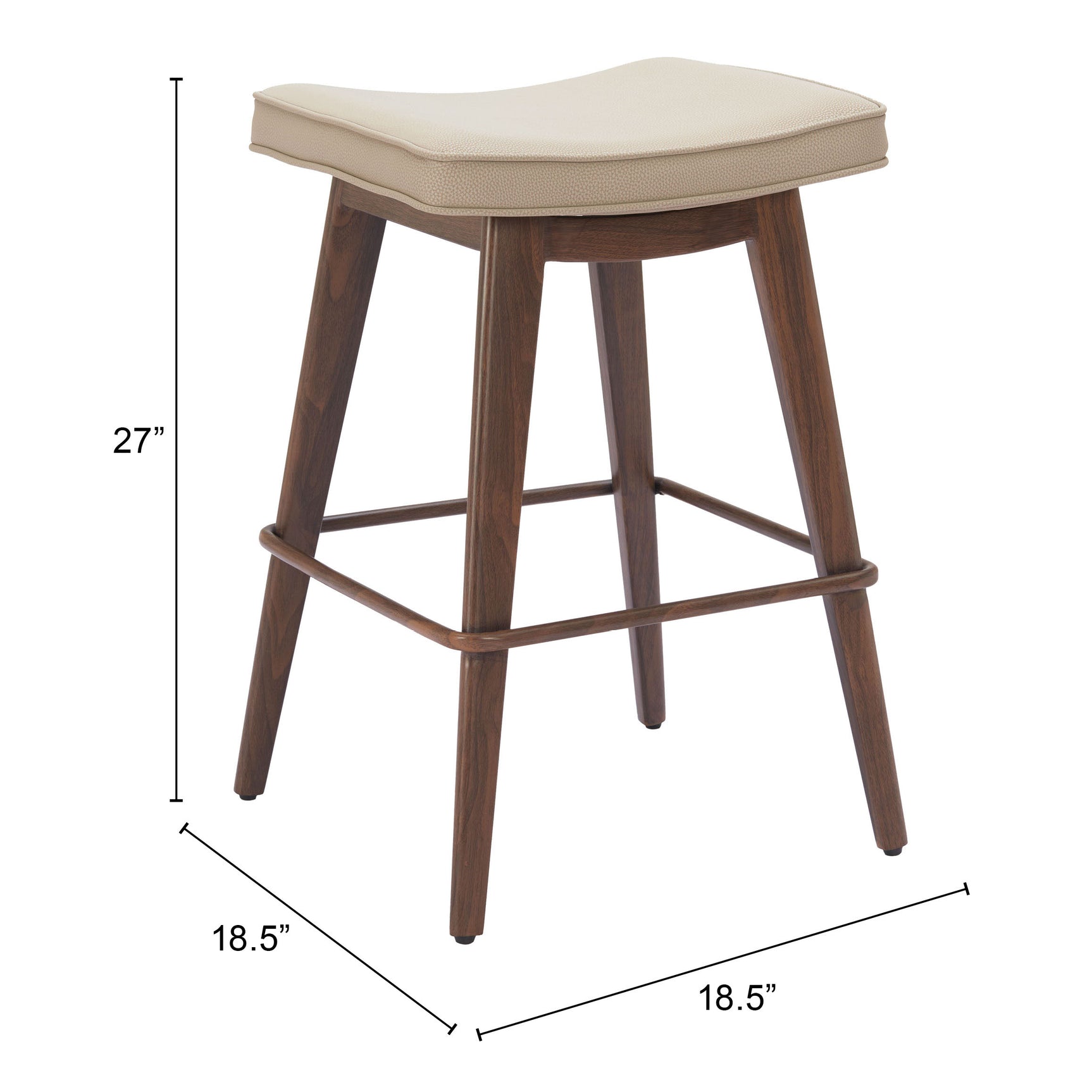 Divat Beige & Walnut Counter Stool (Set of 2) - Ornate Home