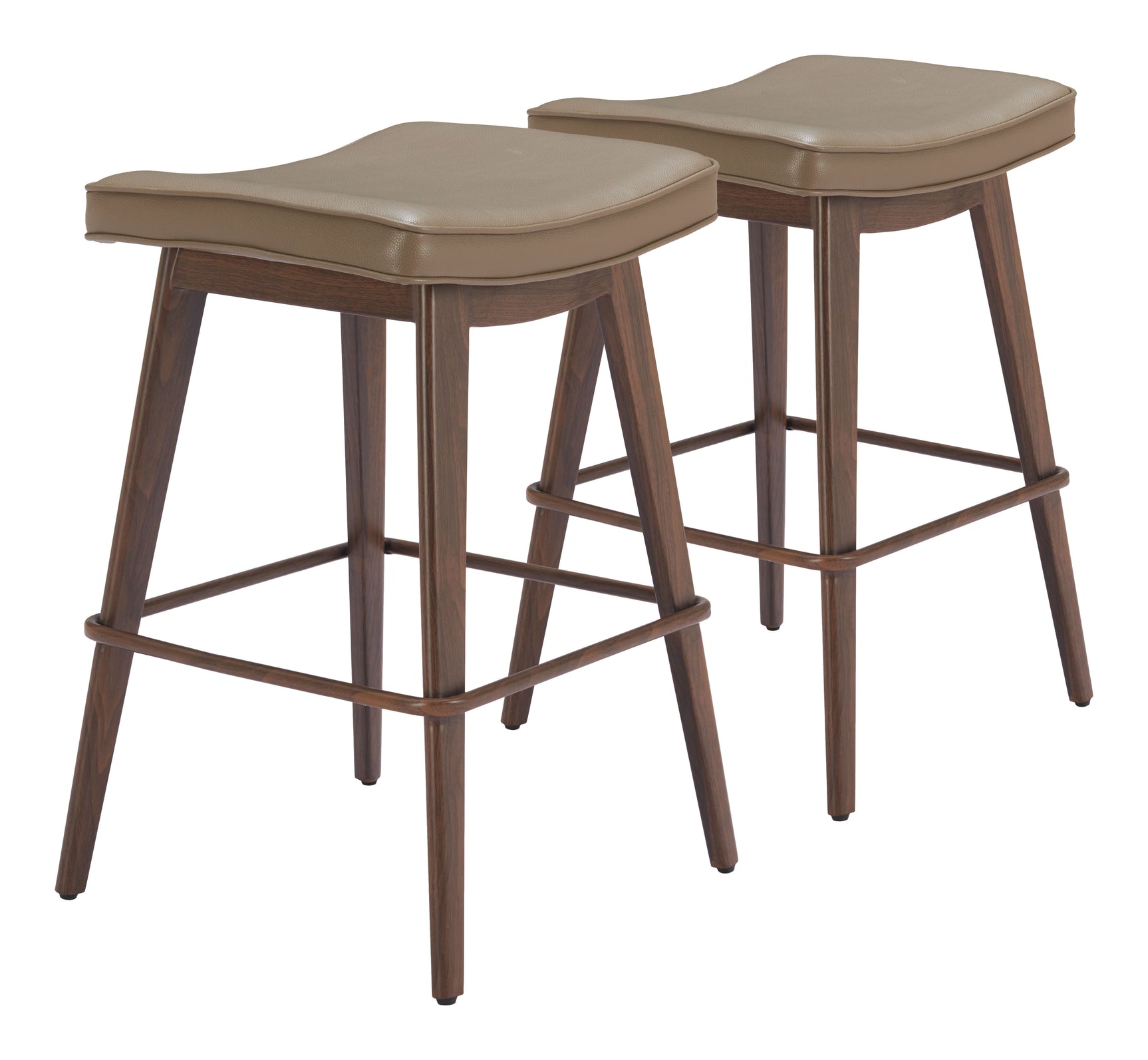 Divat Taupe & Walnut Barstool (Set of 2) - Ornate Home