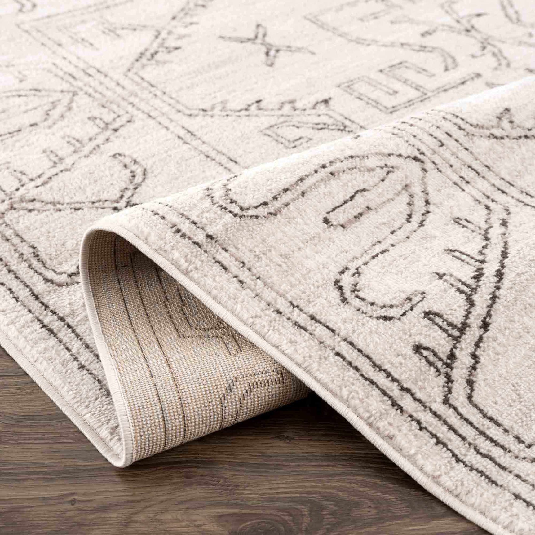 Divya Cream & Charcoal Area Rug - Clearance - Ornate Home