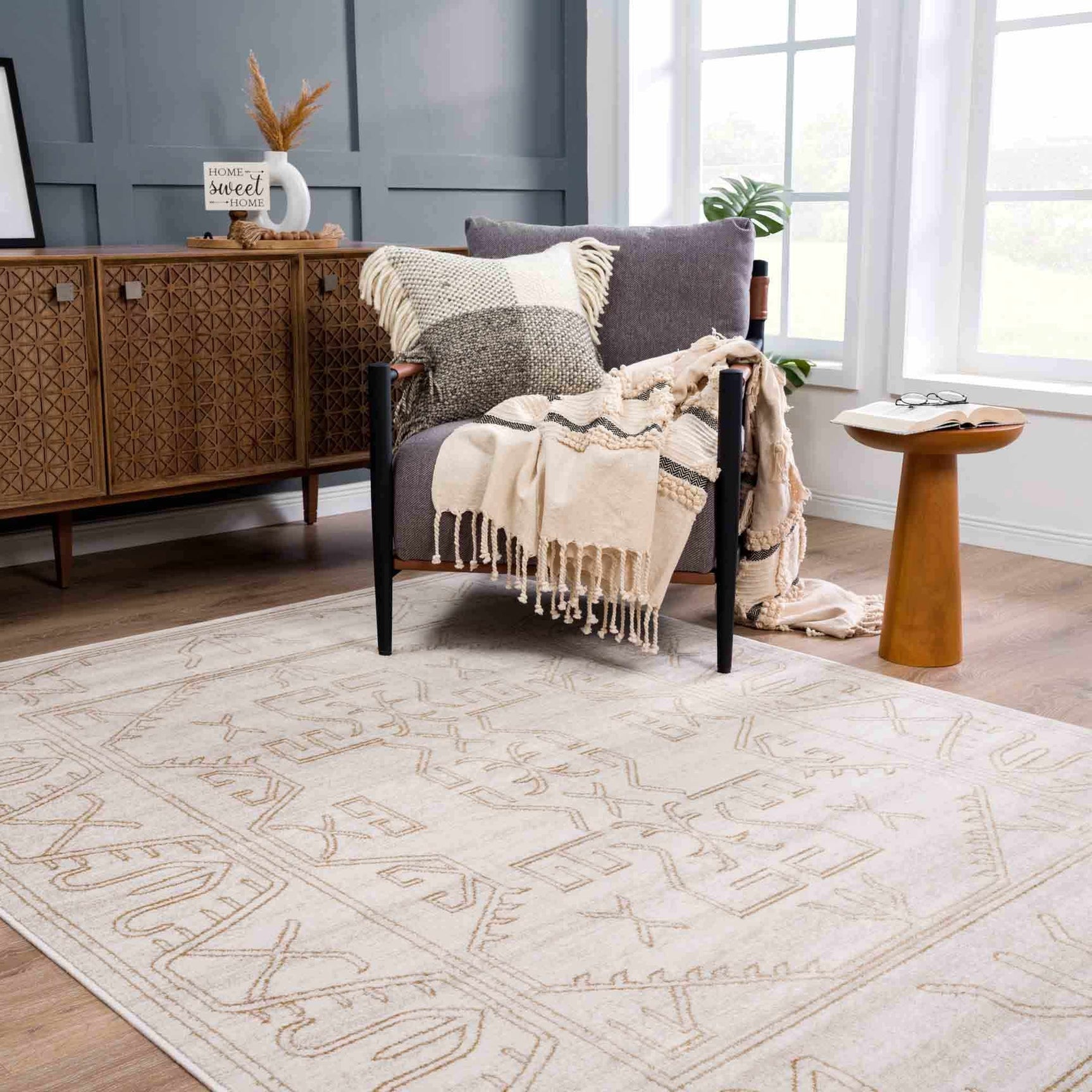 Divya Cream & Gold Area Rug - Clearance - Ornate Home