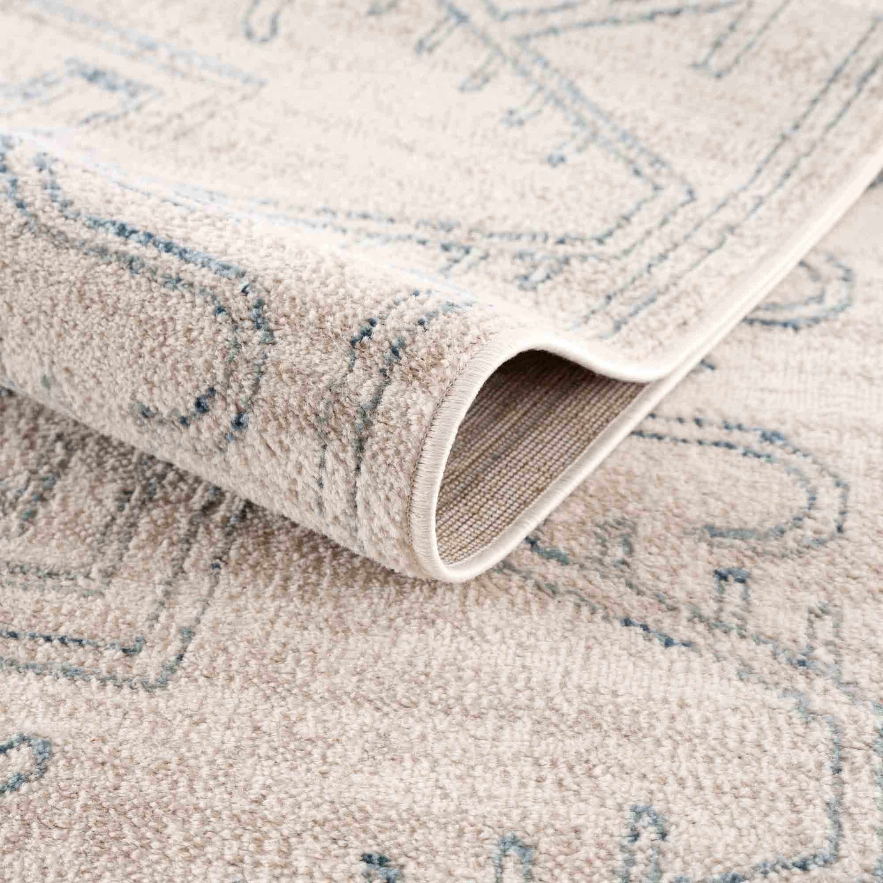 Divya Cream & Silver Blue Area Rug - Clearance - Ornate Home