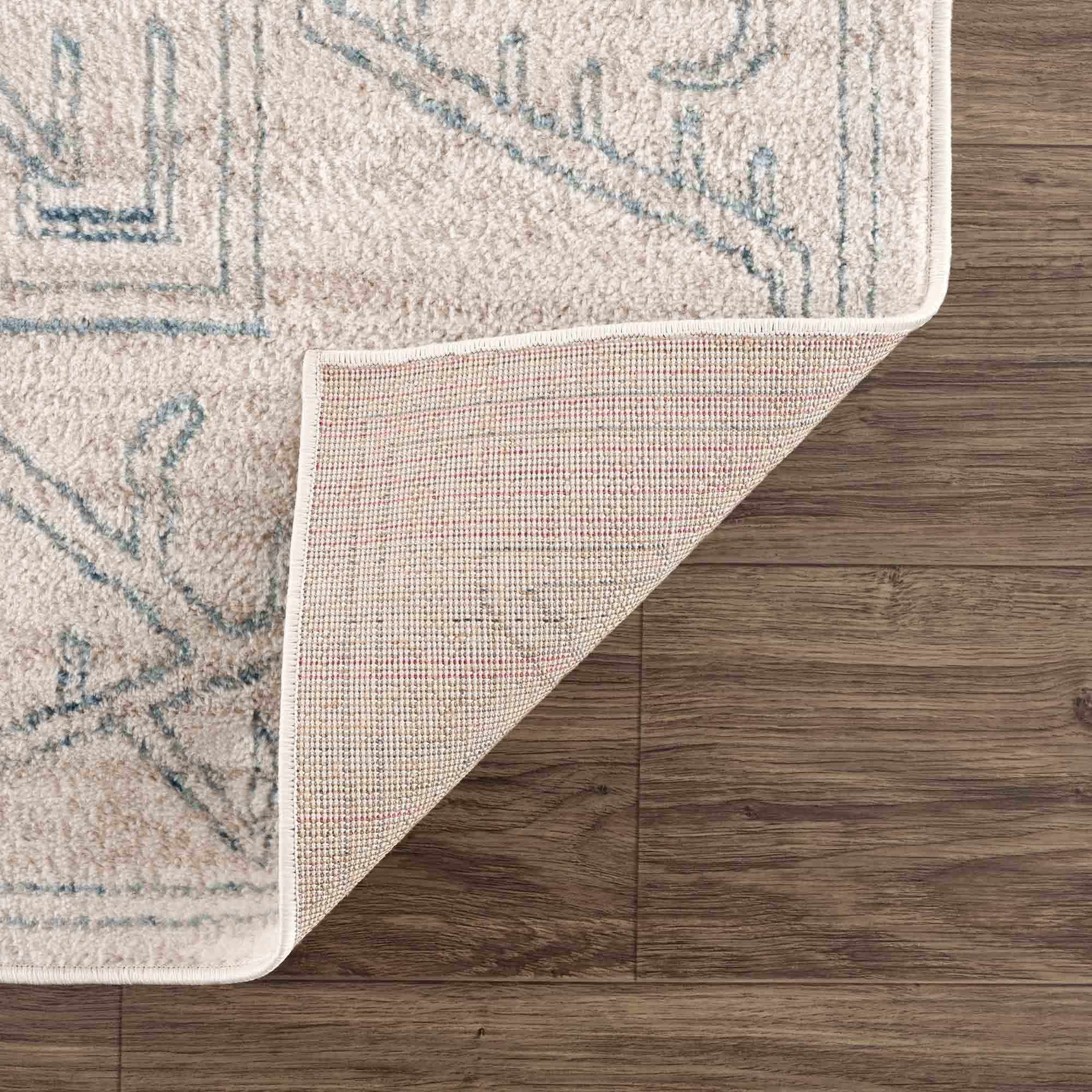Divya Cream & Silver Blue Area Rug - Clearance - Ornate Home