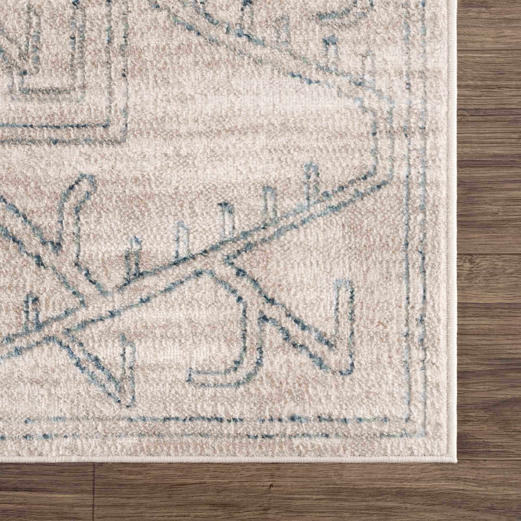 Divya Cream & Silver Blue Area Rug - Clearance - Ornate Home