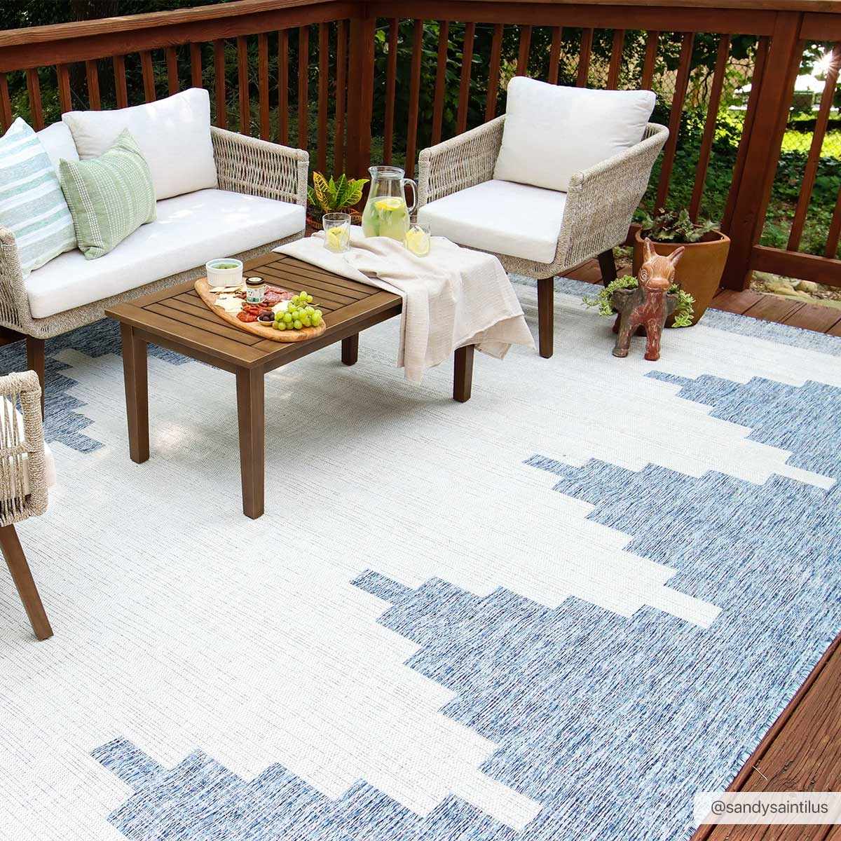 Djugun Blue Outdoor Rug - Clearance - Ornate Home