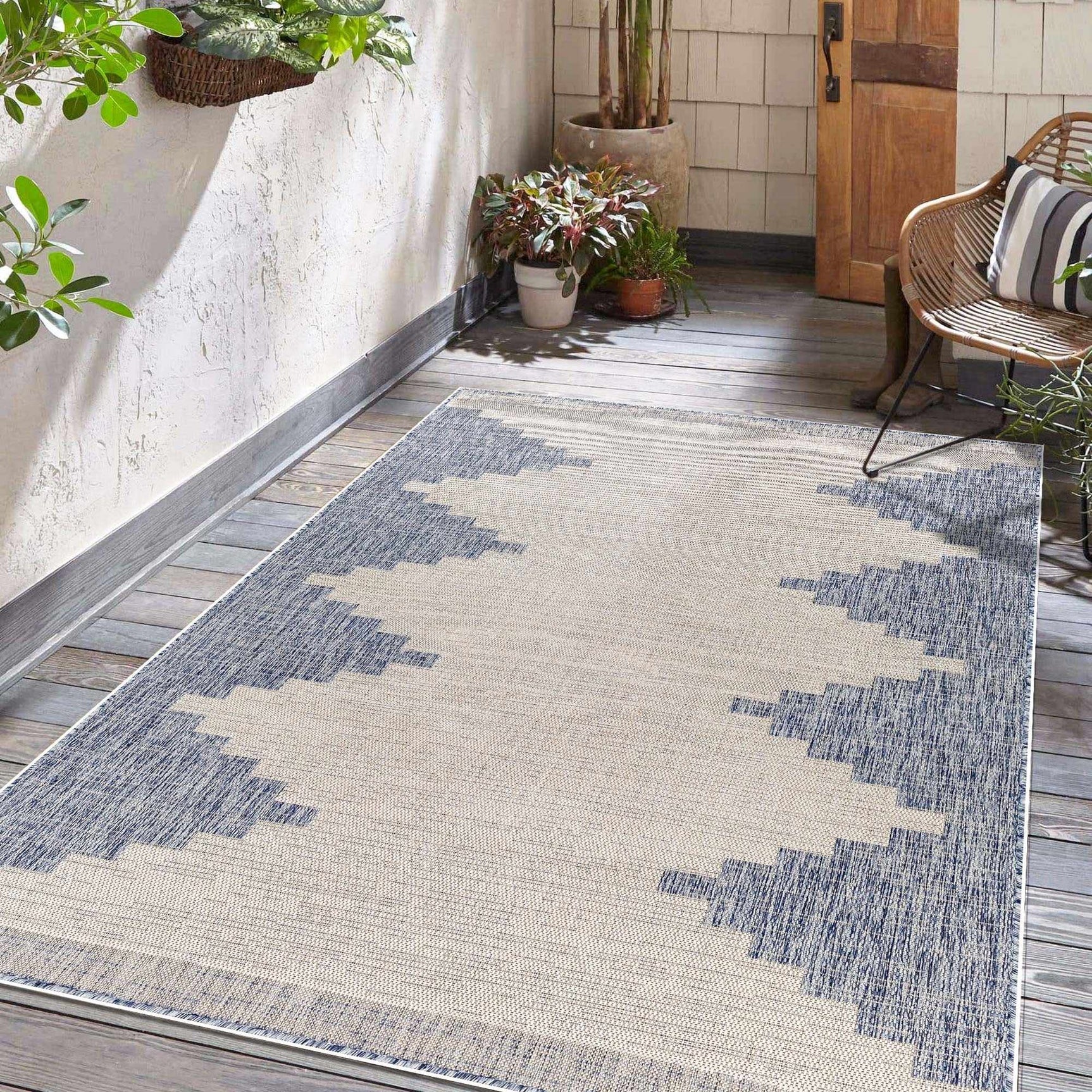 Djugun Blue Outdoor Rug - Clearance - Ornate Home