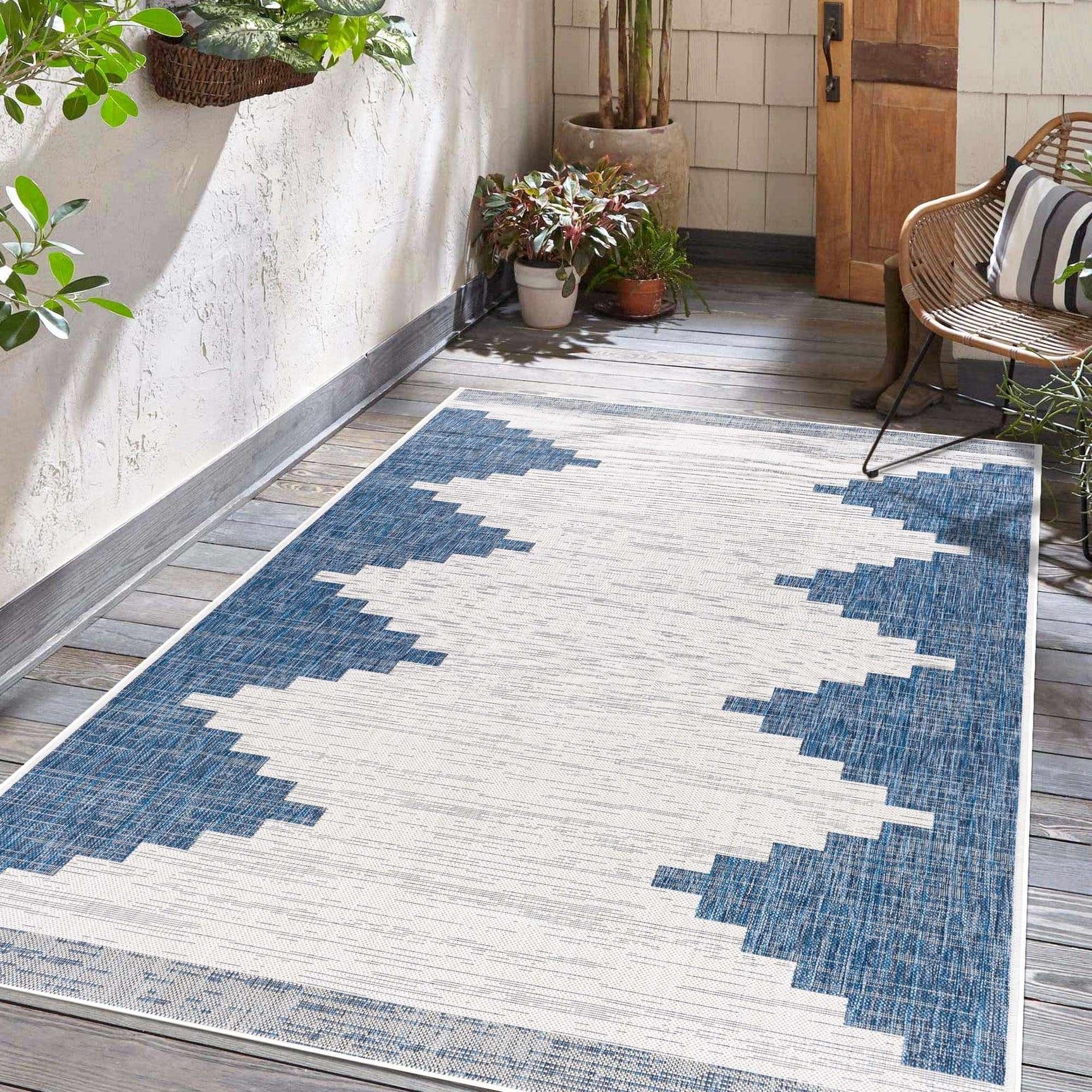 Djugun Navy Indoor & Outdoor Area Rug - Clearance - Ornate Home