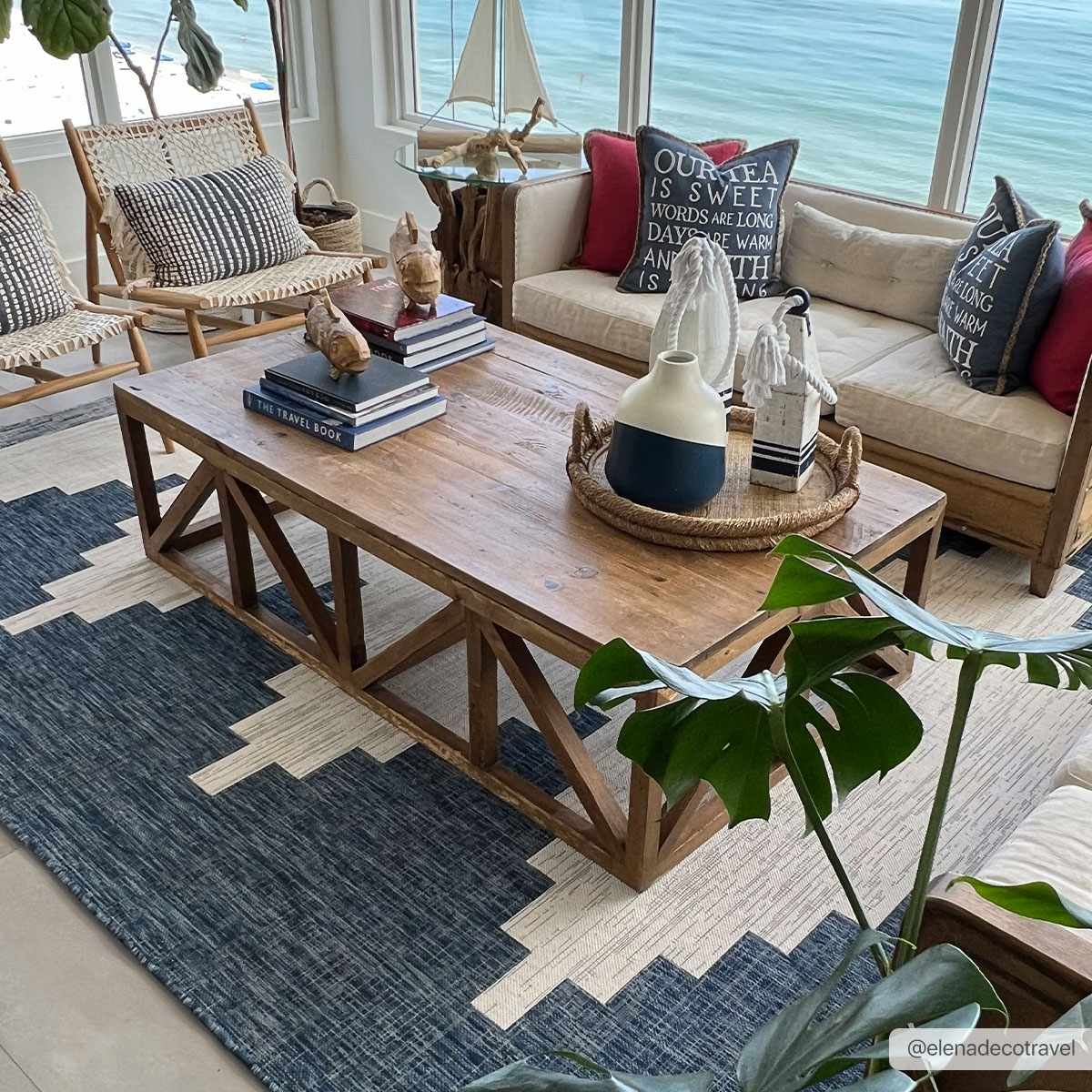 Djugun Navy Indoor & Outdoor Area Rug - Clearance - Ornate Home