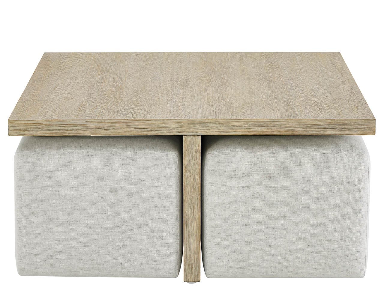 Dockside Natural Oak/Nomad Snow Cocktail Table w/ Ottomans - Ornate Home