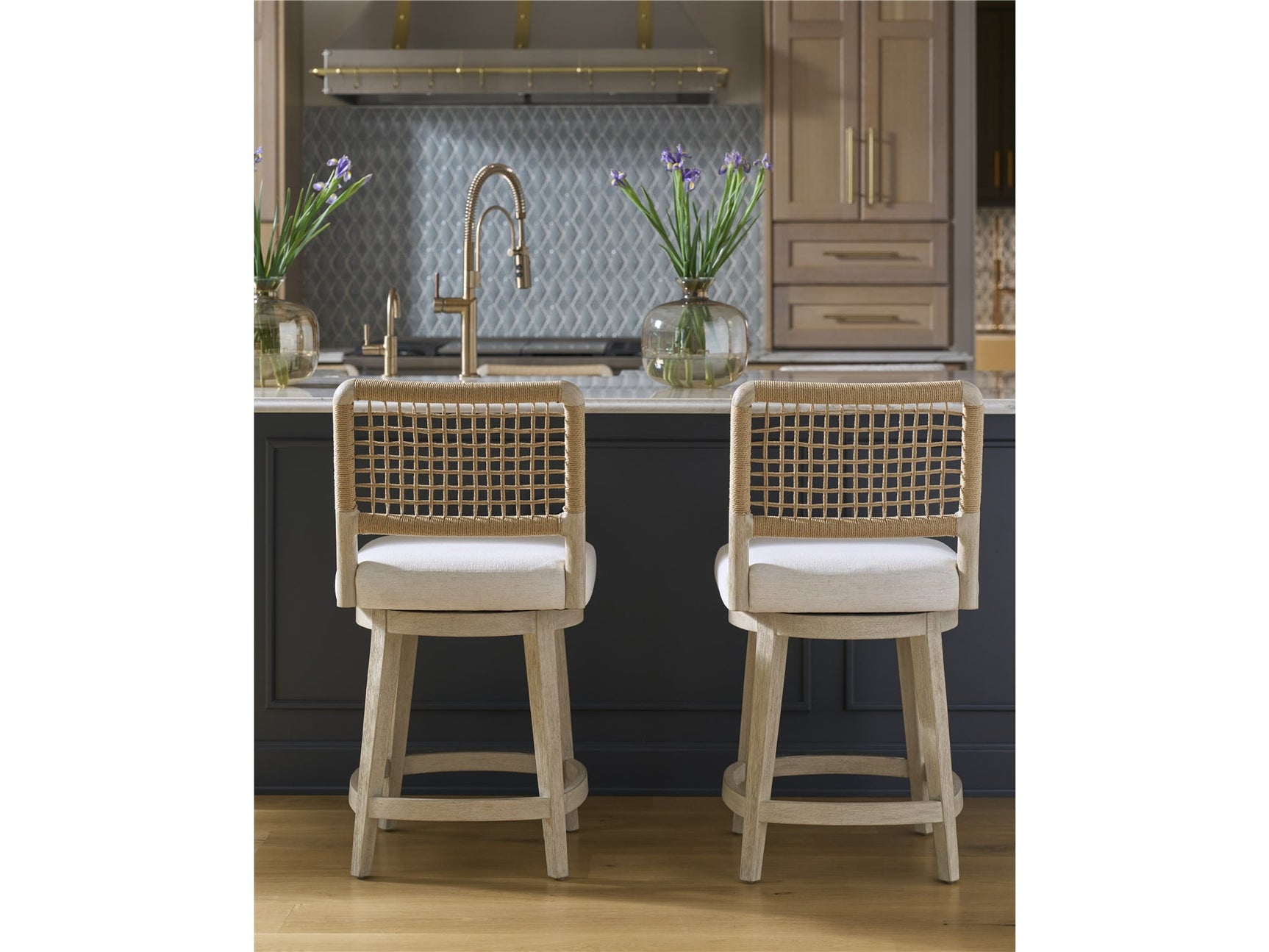 Dockside White Pine/Crypton Nomad Snow Swivel Counter Stool - Ornate Home