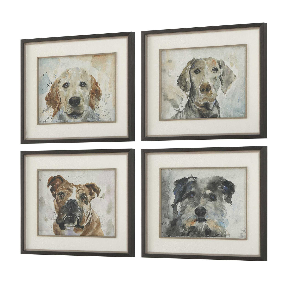Dog Days Multicolor Framed Prints (Set of 4) - Ornate Home