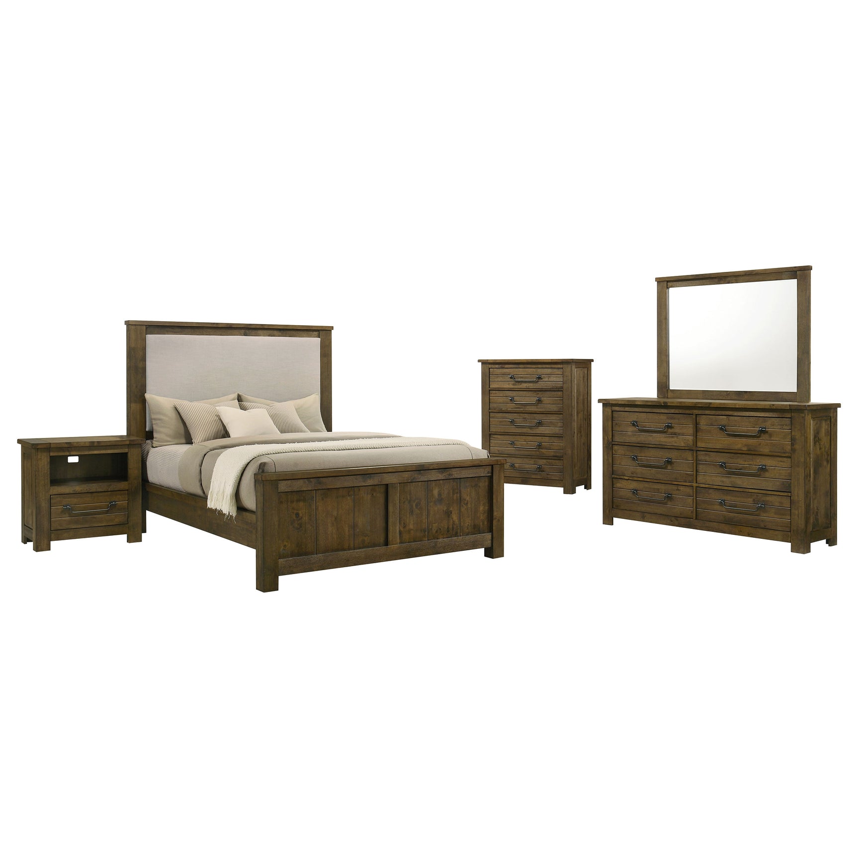 Doherty Rustic Brown 5-Piece Queen Bedroom Set - Ornate Home