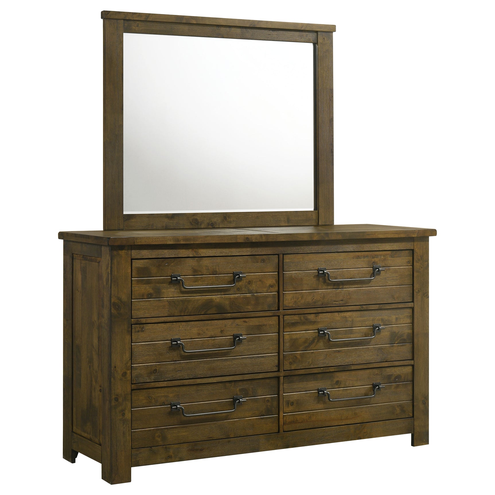 Doherty Rustic Brown 6-drawer Dresser With Mirror - Ornate Home