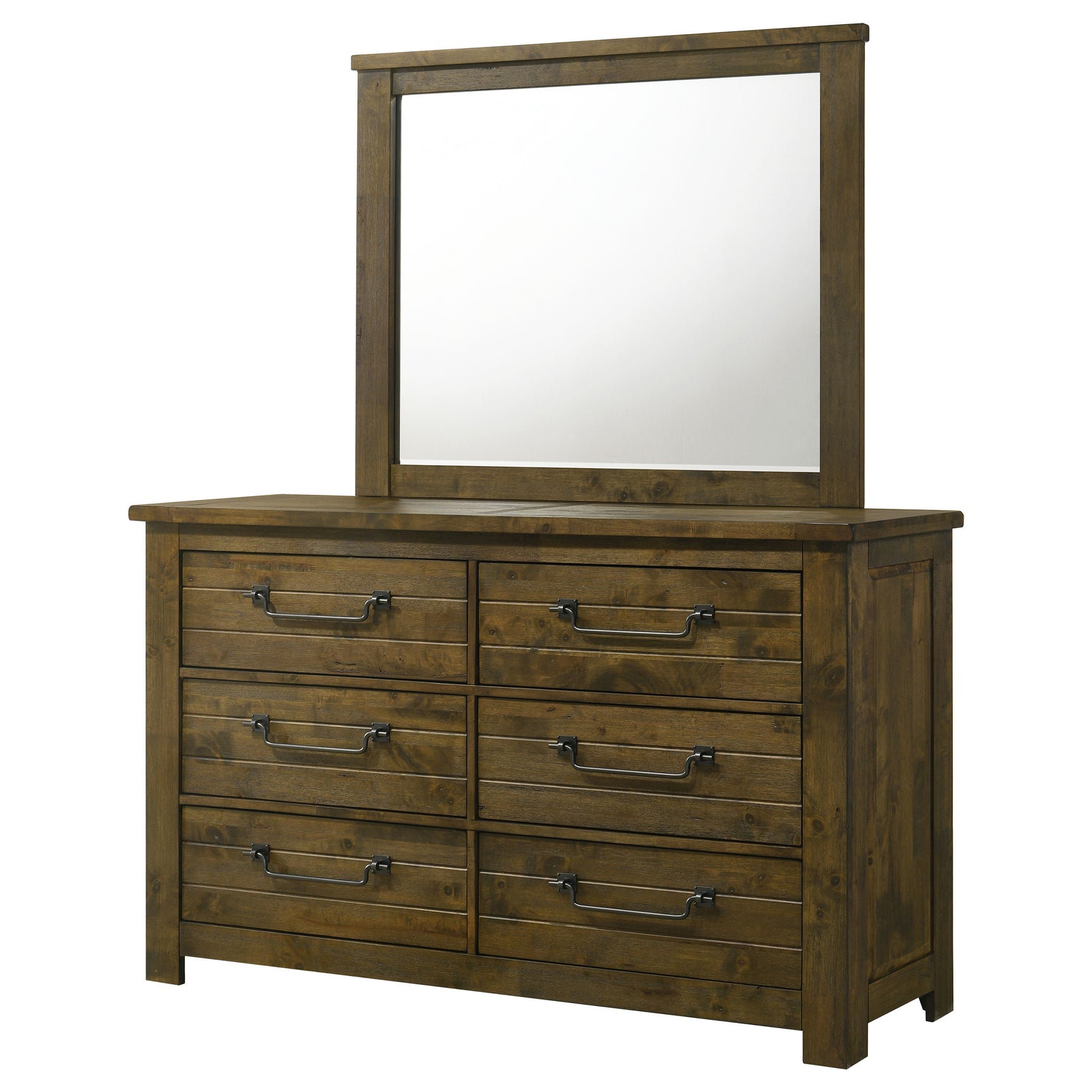 Doherty Rustic Brown 6-drawer Dresser With Mirror - Ornate Home