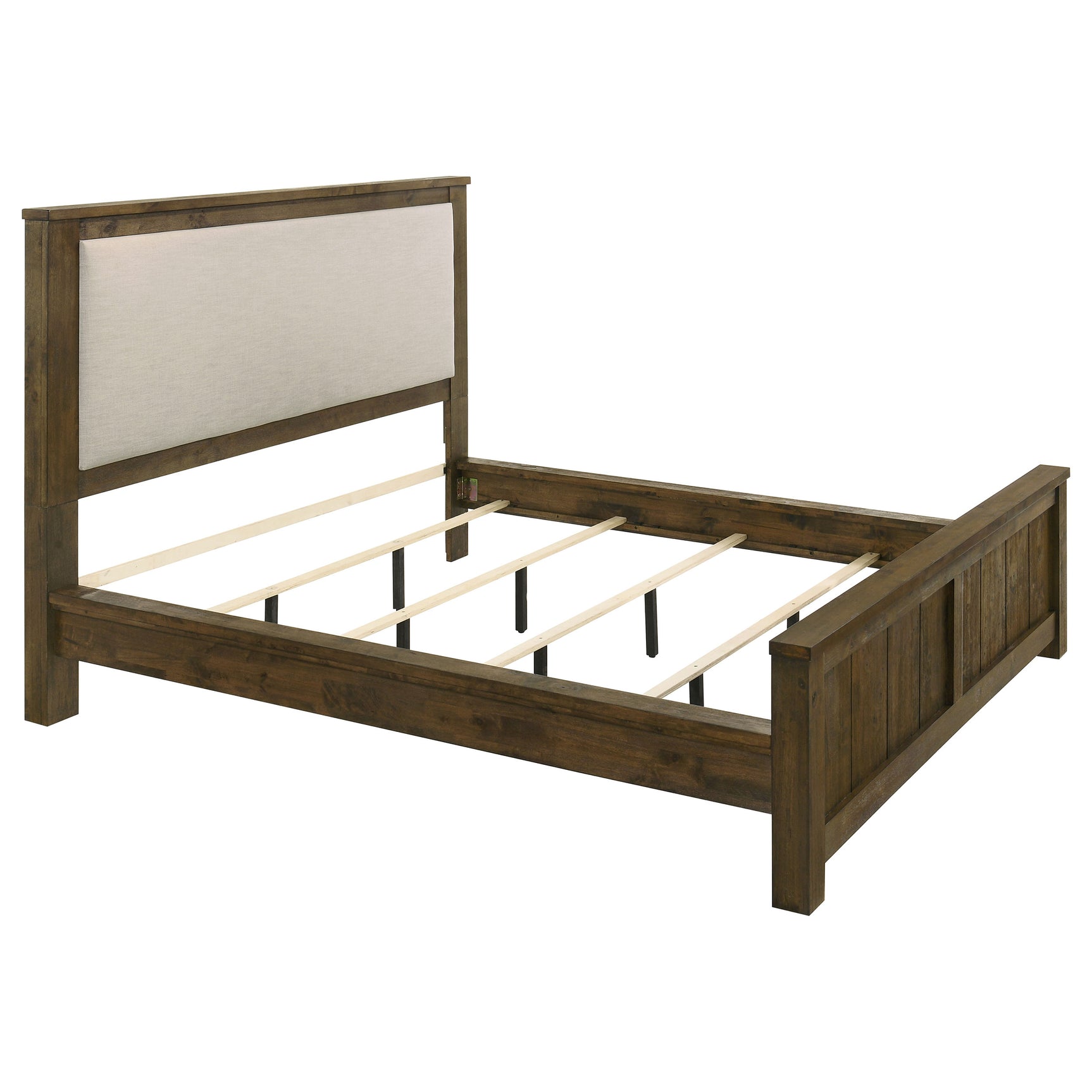 Doherty Rustic Brown California King Linen Panel Bed - Ornate Home