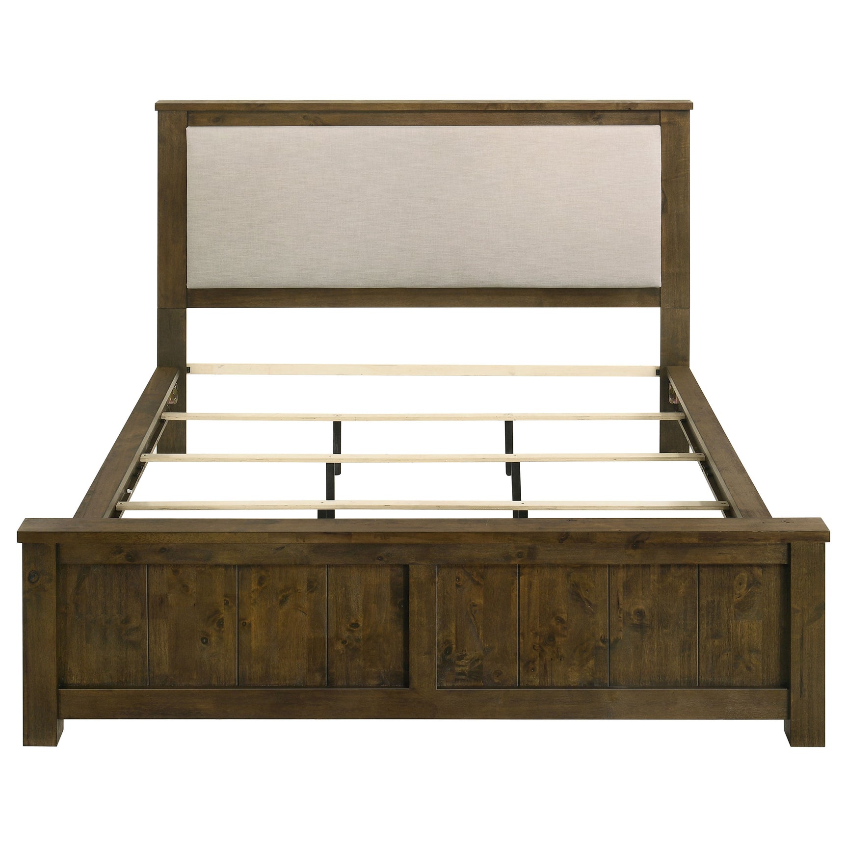 Doherty Rustic Brown California King Linen Panel Bed - Ornate Home
