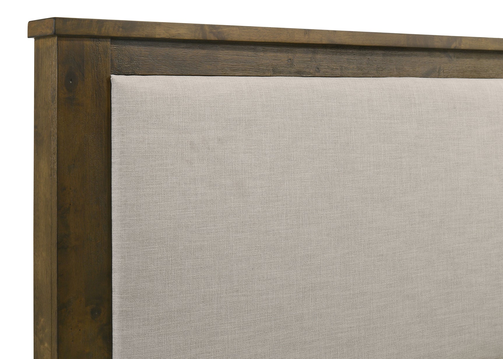 Doherty Rustic Brown Eastern King Linen Upholstered Panel Bed - Ornate Home