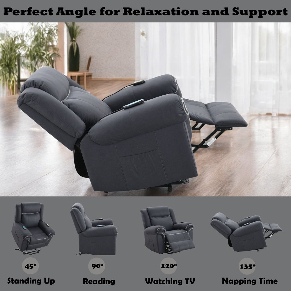 Domana Dark Blue Power Recliner - Ornate Home