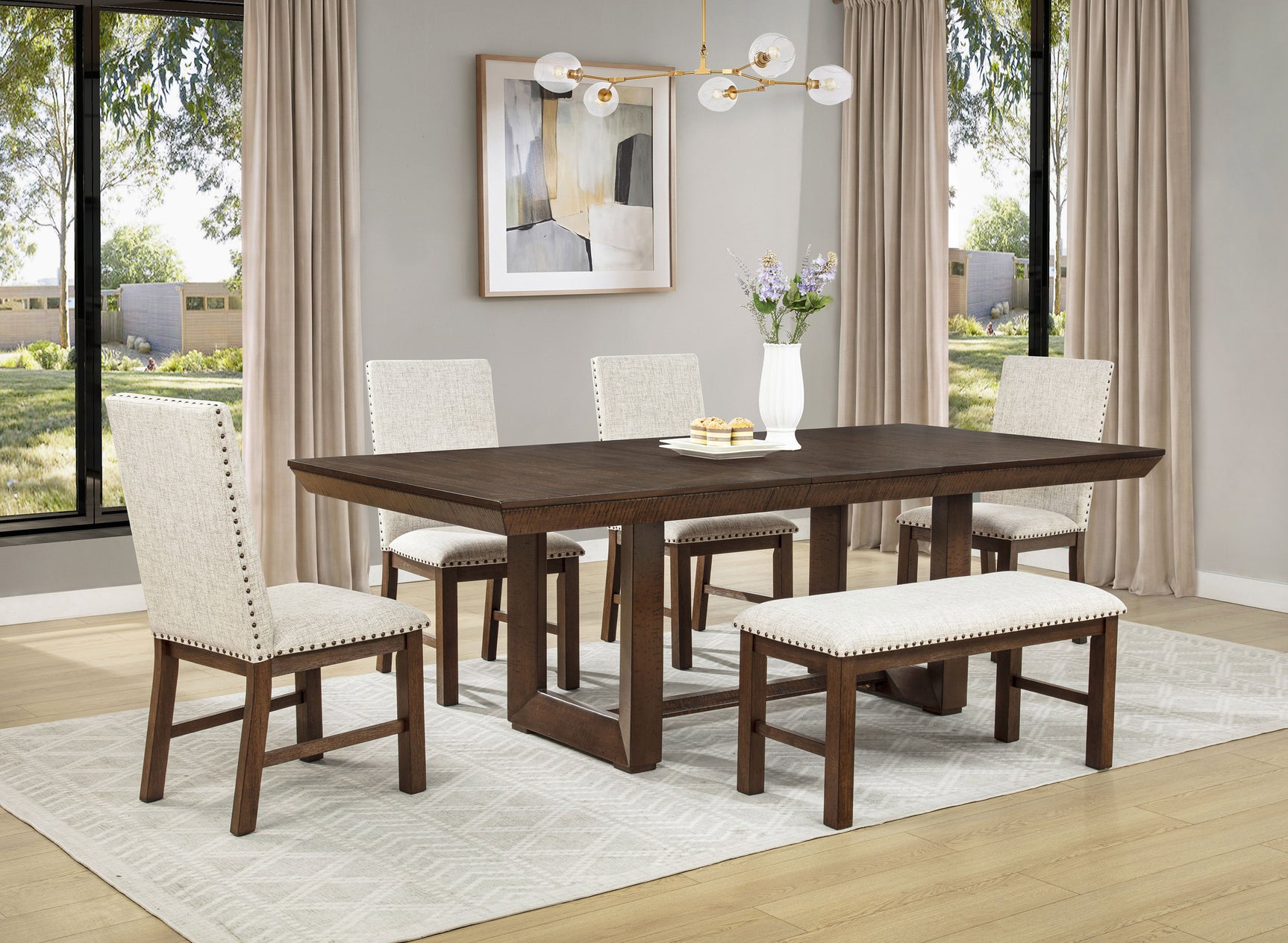 Domingo Espresso/Neutral Dining Set - Ornate Home