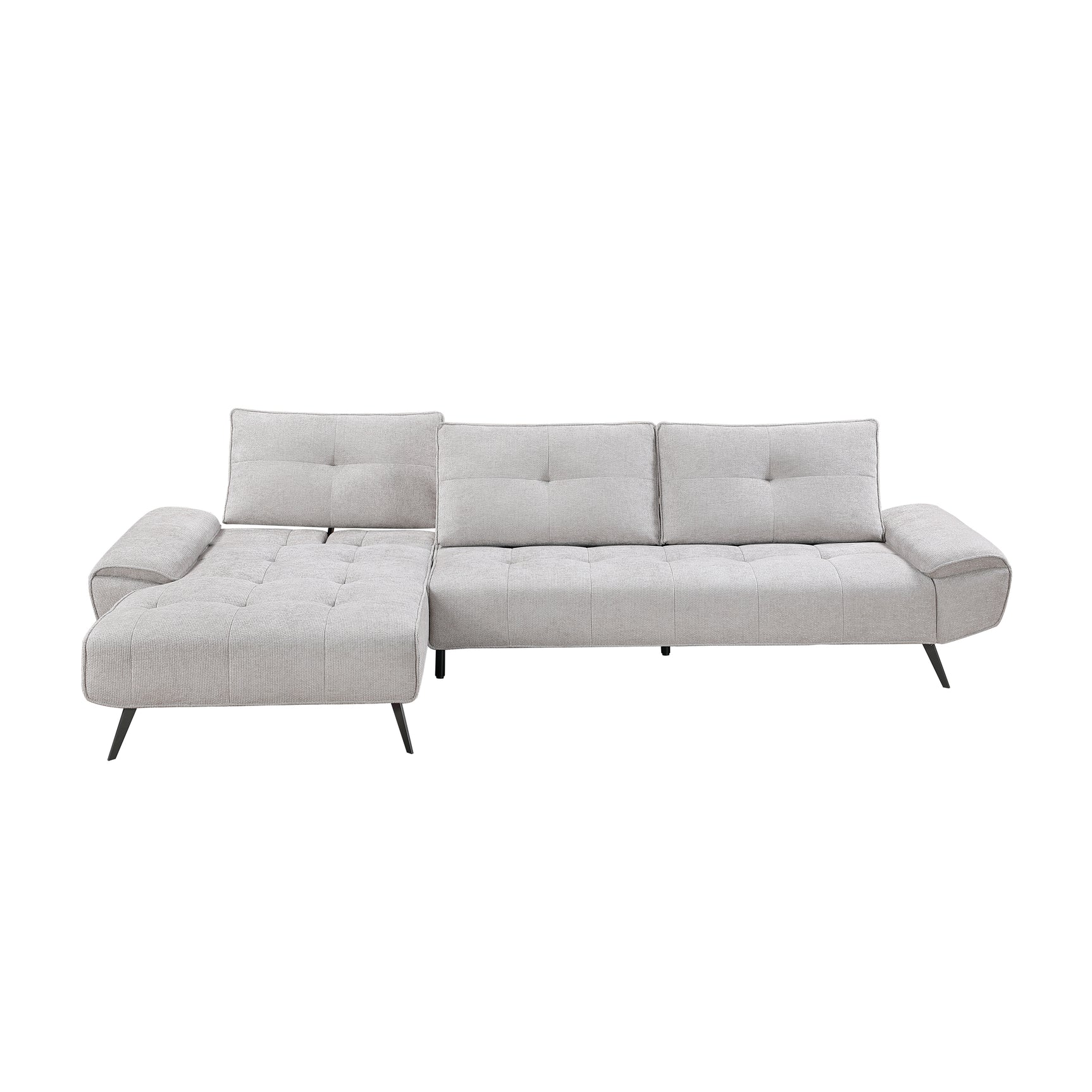 Dominic Light Gray 2-Piece Sectional with Left Chaise and Dual-position Backs - Ornate Home