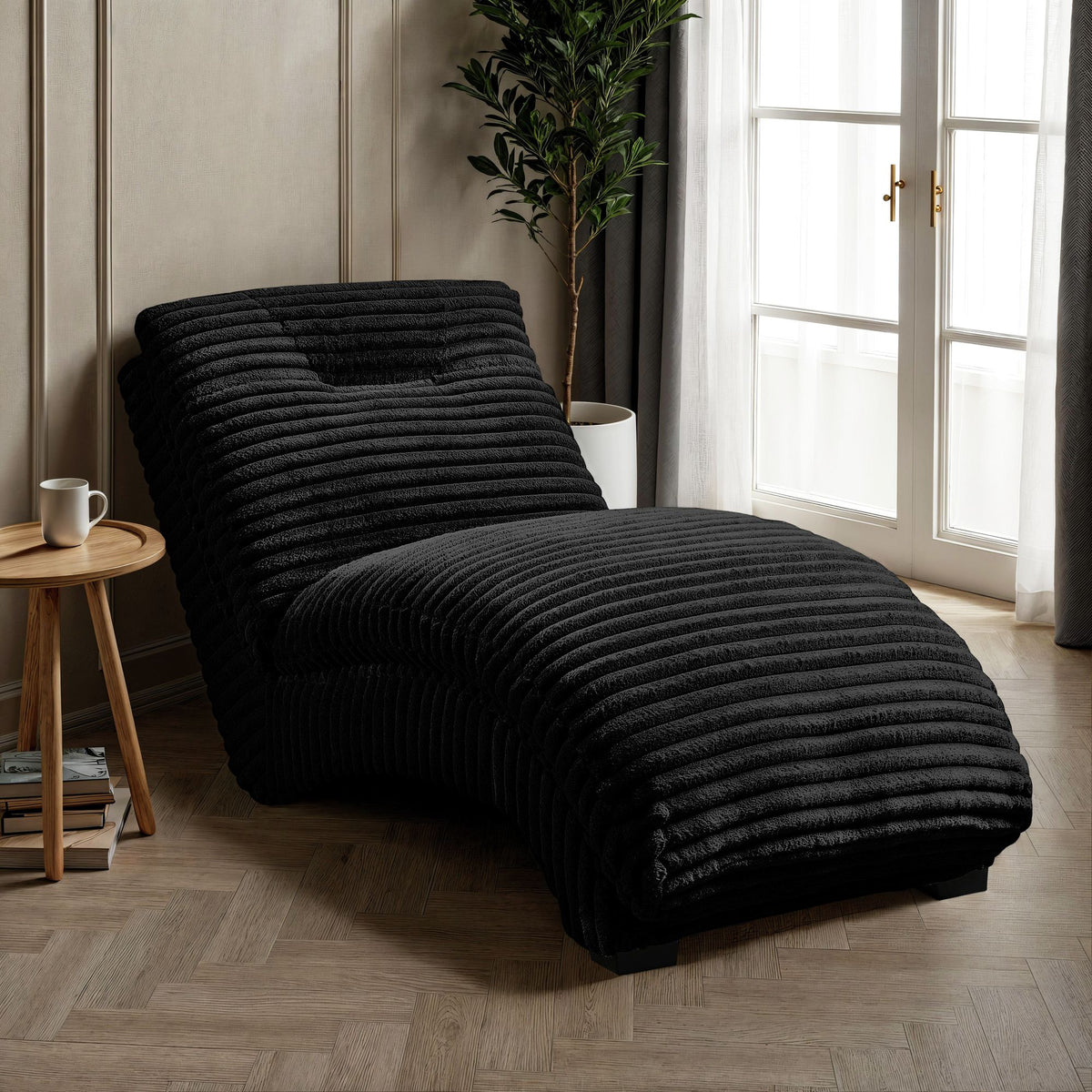 Dominick II Masis Black Chaise - Ornate Home