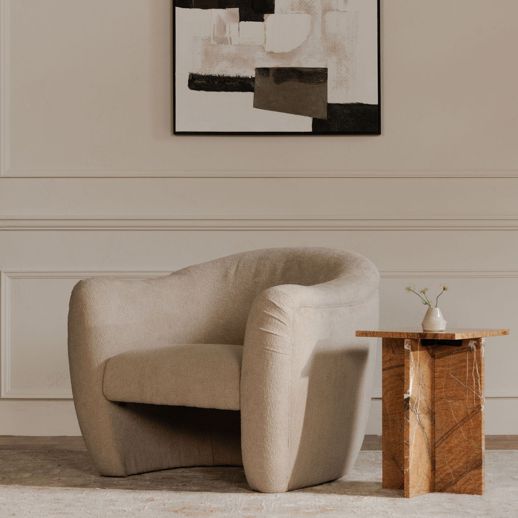 Domino Beige Accent Chair - Ornate Home