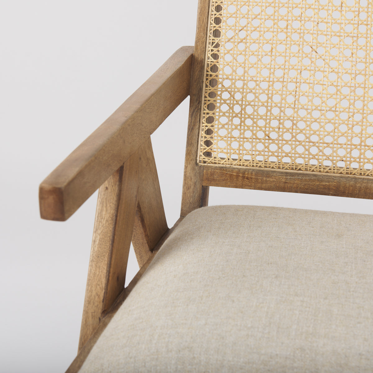 Donna Light Beige Cane Back Dining Arm Chair - Ornate Home