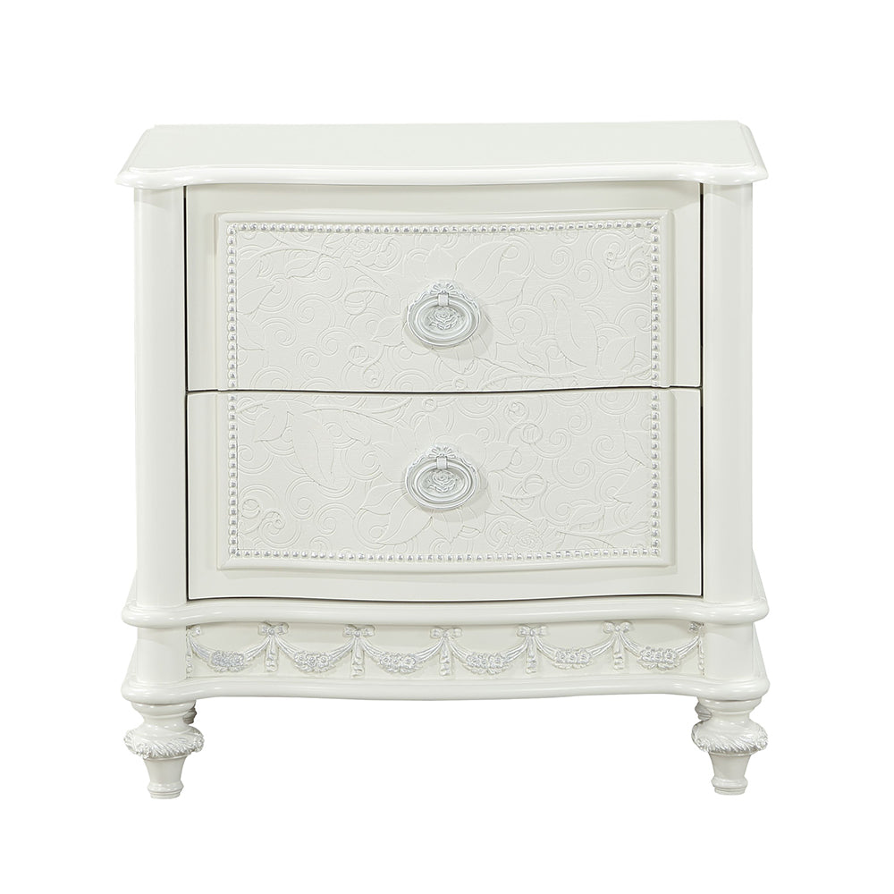 Dorothy Ivory Nightstand W/2 Drawers - Ornate Home