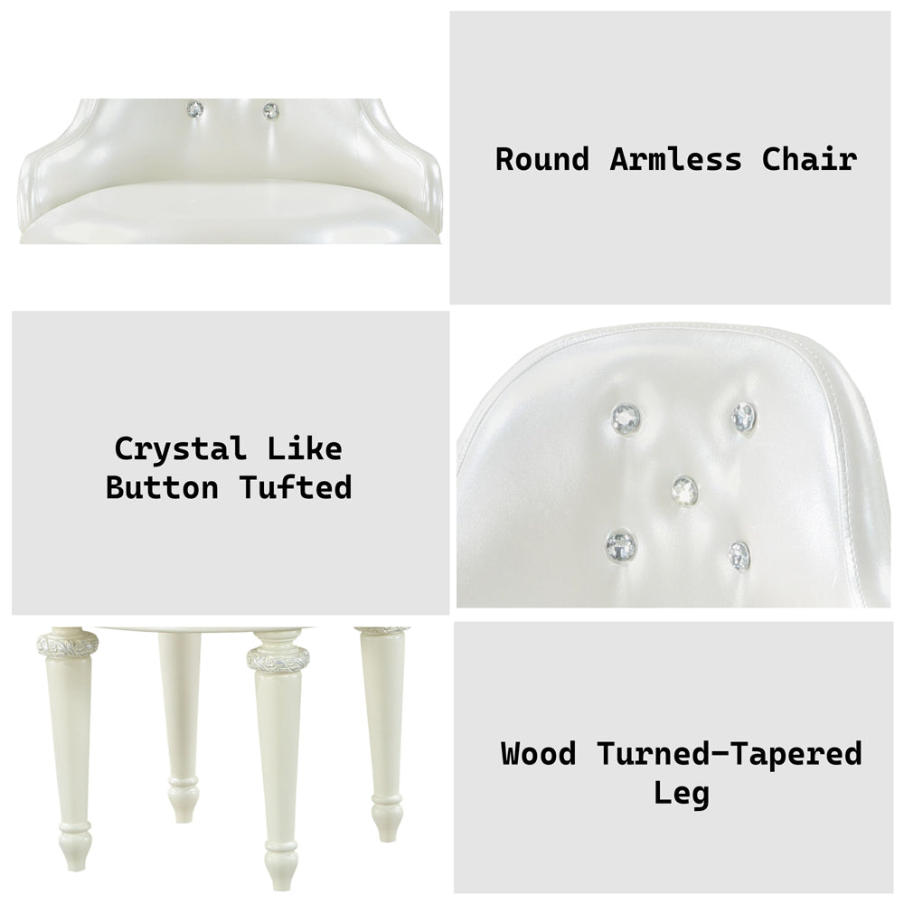 Dorothy Ivory Vanity Chair W/Swivel - Ornate Home