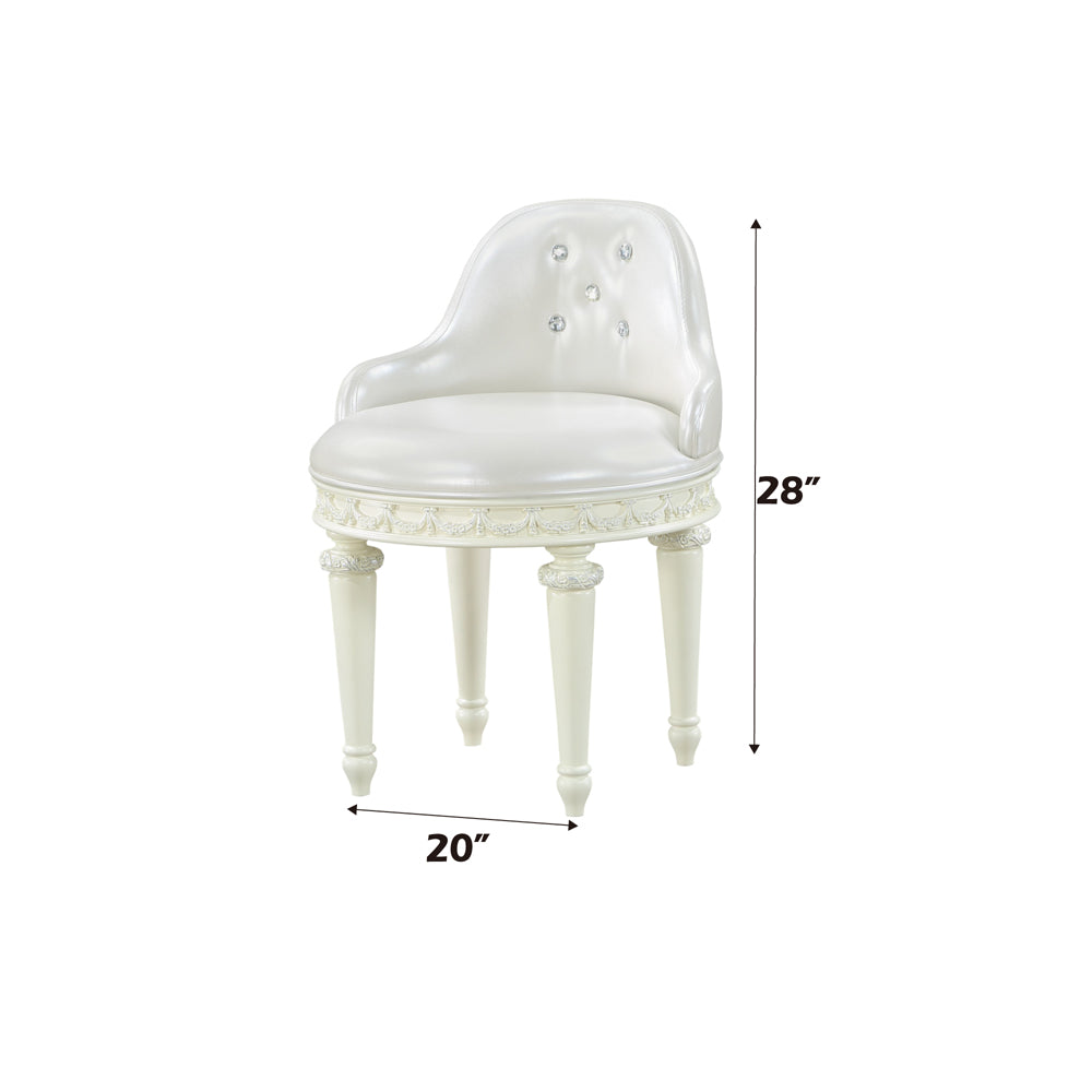 Dorothy Ivory Vanity Chair W/Swivel - Ornate Home