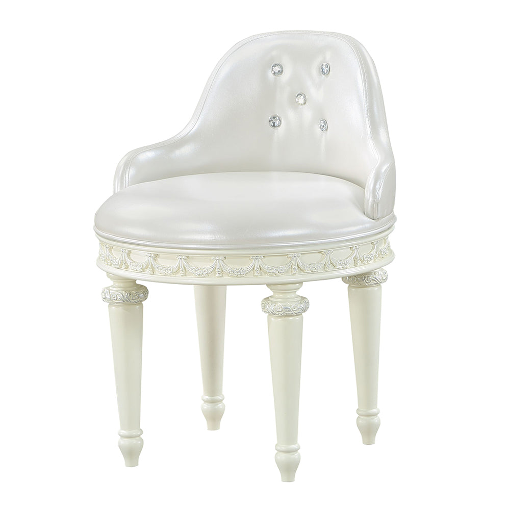 Dorothy Ivory Vanity Chair W/Swivel - Ornate Home