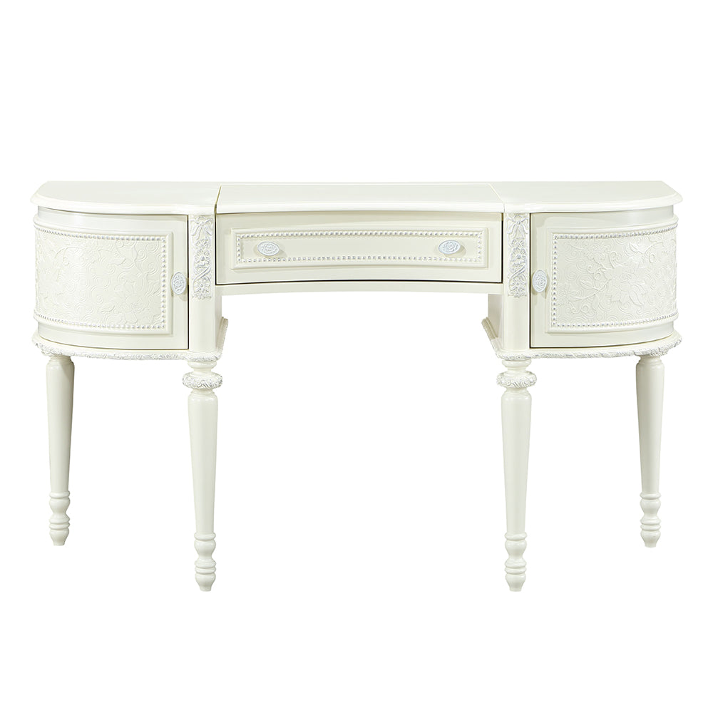 Dorothy Ivory Vanity Desk & Mirror - Ornate Home