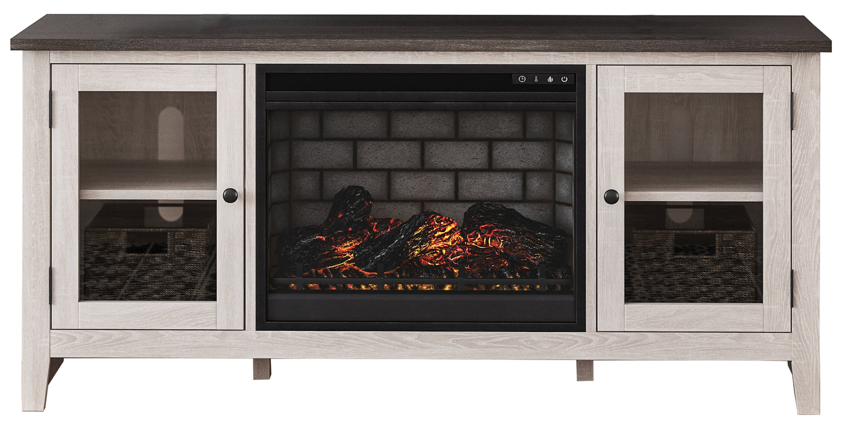 Dorrinson Black 60" TV Stand W/ Electric Fireplace - Ornate Home