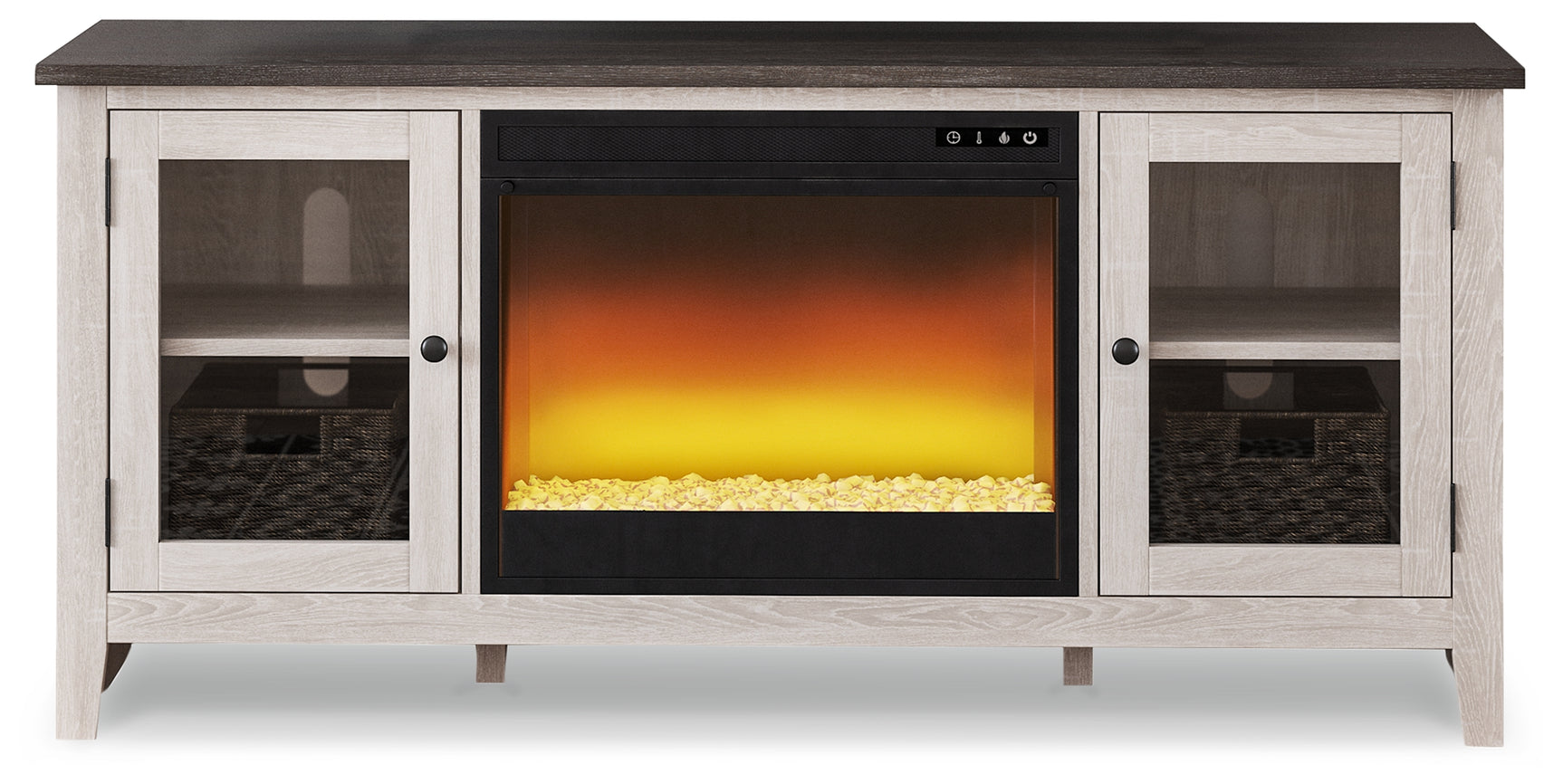 Dorrinson Black 60" TV Stand with Electric Fireplace (Online Special Price) - Ornate Home