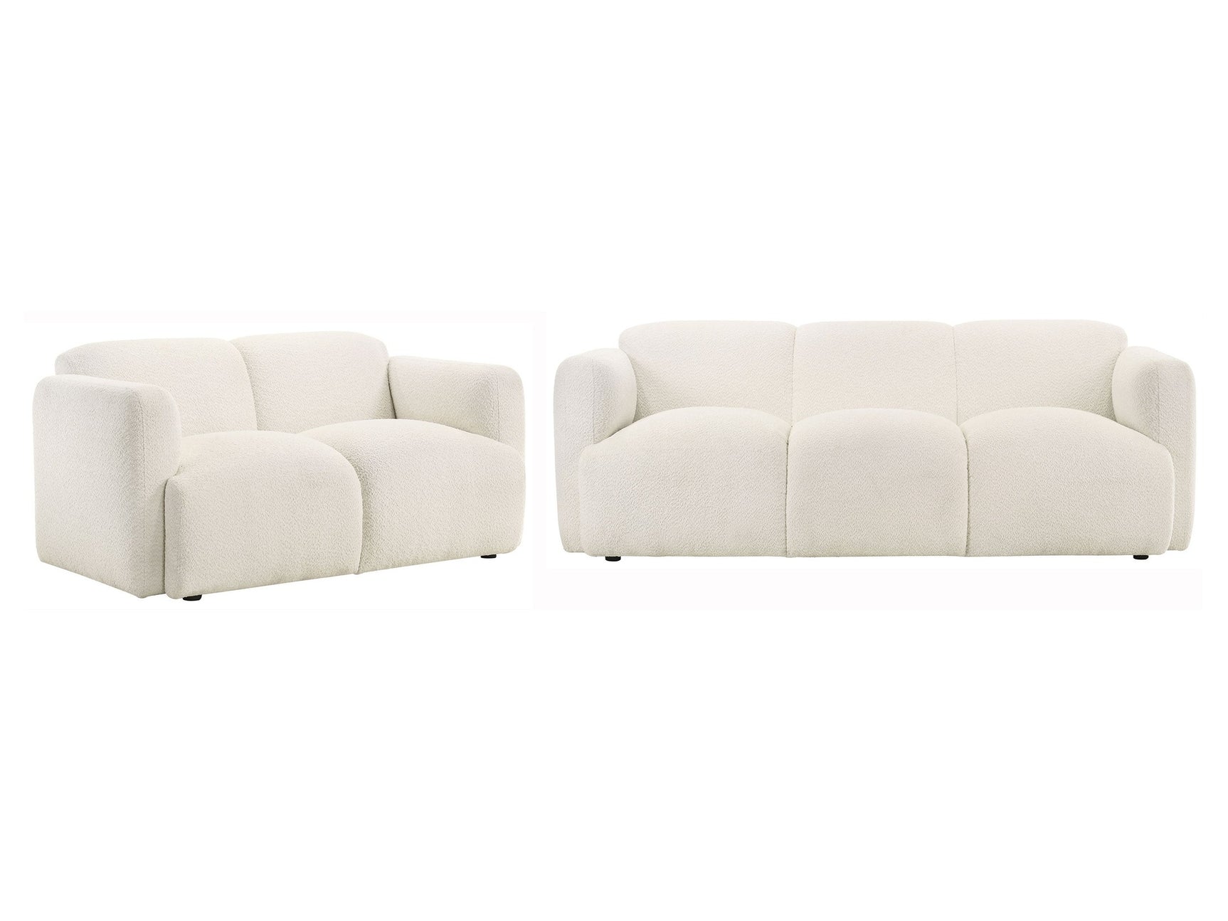 Dorset White 2-piece Upholstered Round Track Arm Sofa Set - Ornate Home
