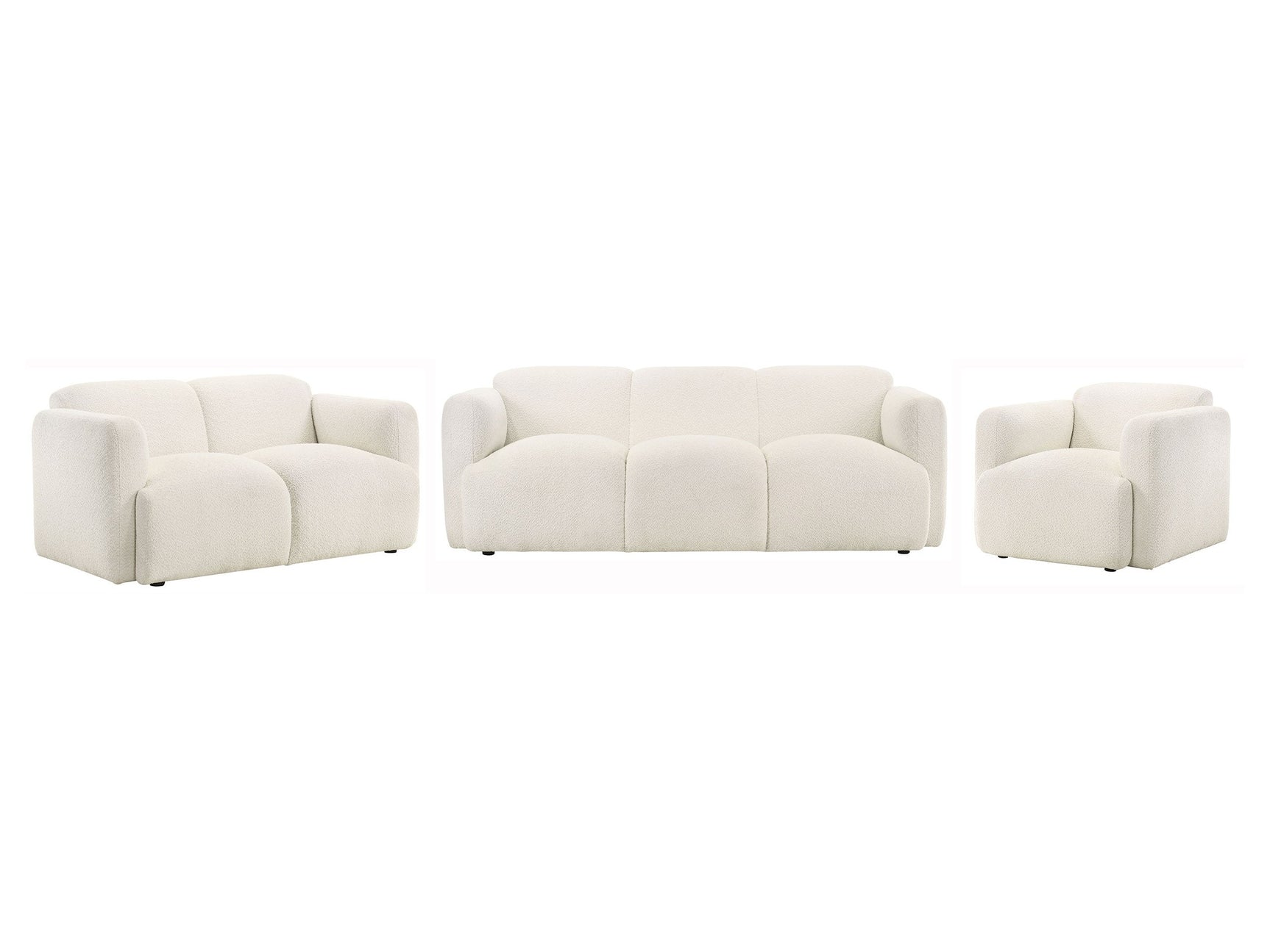 Dorset White 3-piece Upholstered Round Track Arm Sofa Set - Ornate Home