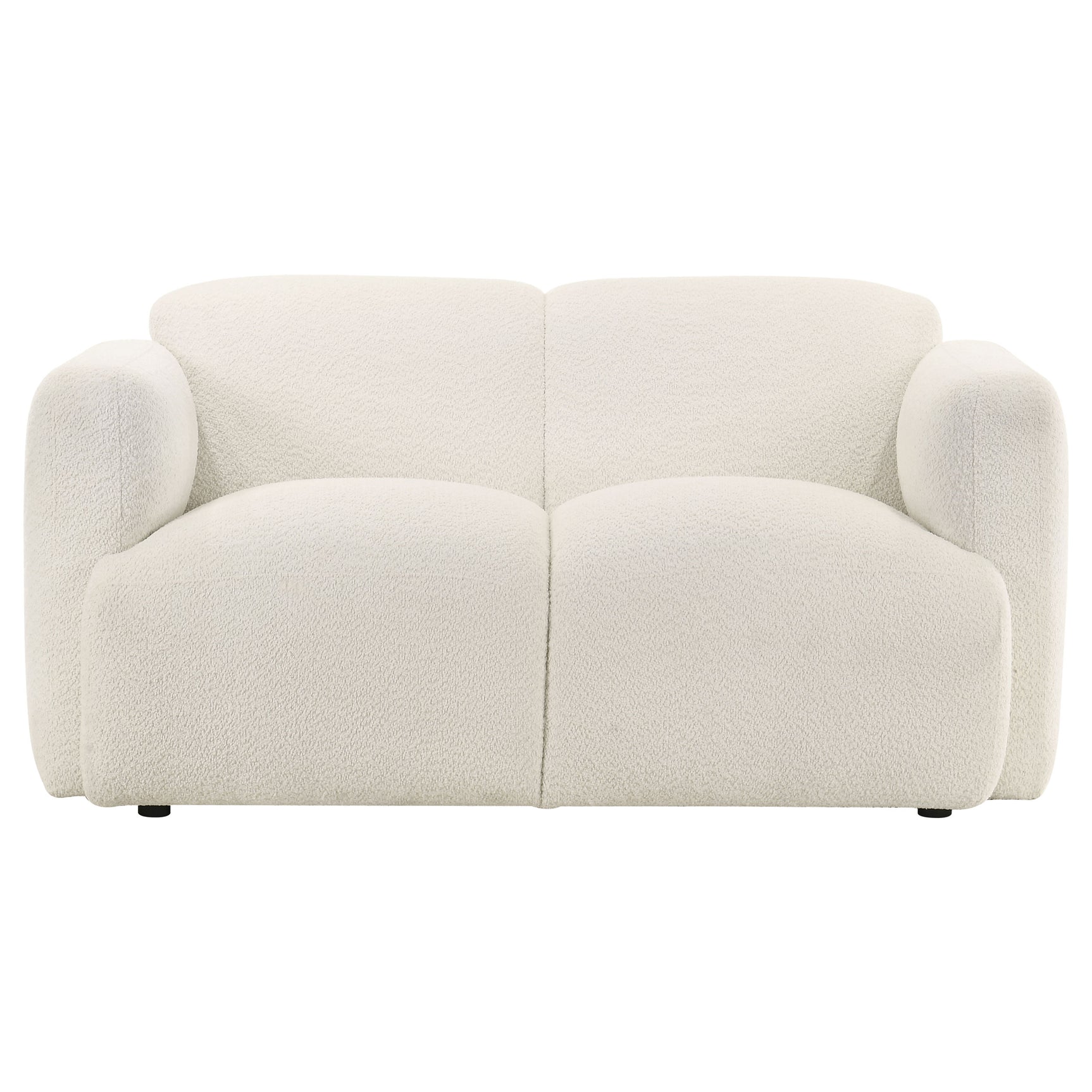 Dorset White Fabric Upholstered Round Track Arm Loveseat - Ornate Home