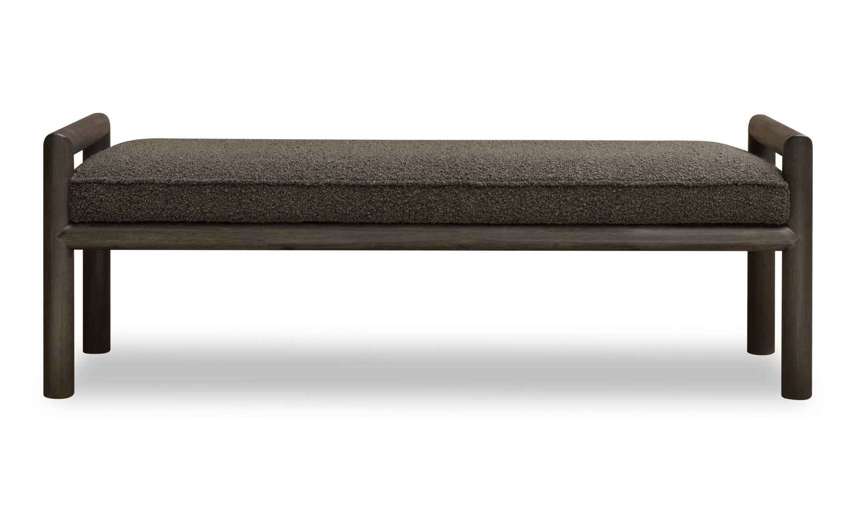 Dorsey Boucle Upholstered Wooden Bench in Basalt Grey and Pumpernickel - Ornate Home