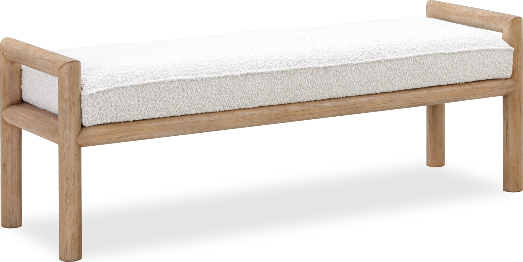 Dorsey Granola/Ricotta Boucle Upholstered Wooden Bench - Ornate Home