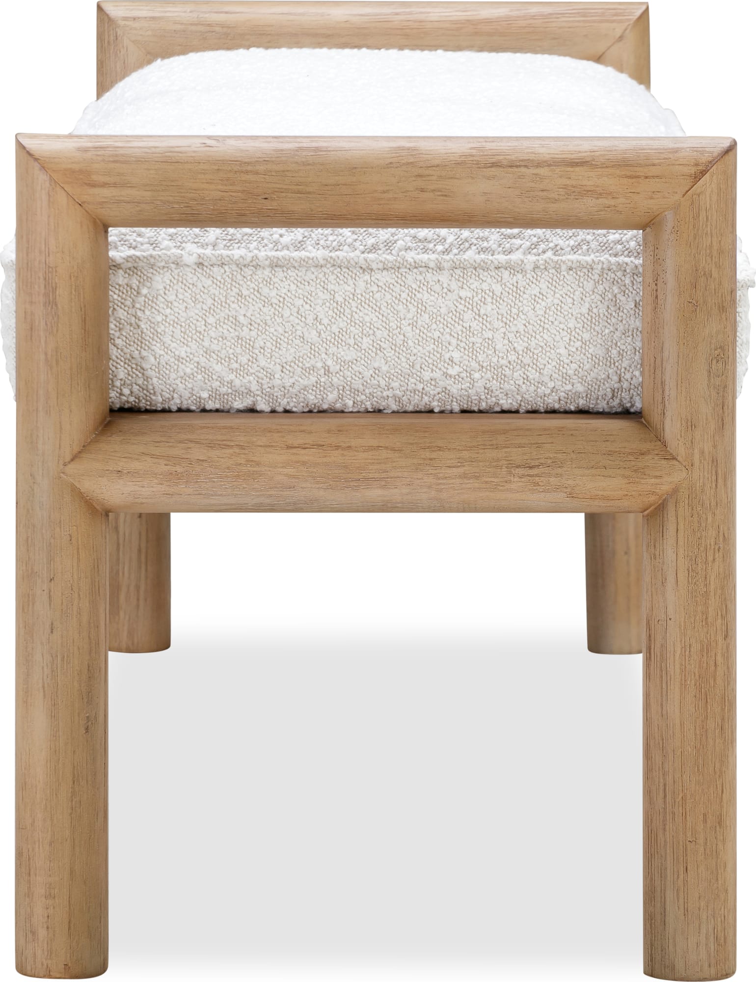 Dorsey Granola/Ricotta Boucle Upholstered Wooden Bench - Ornate Home