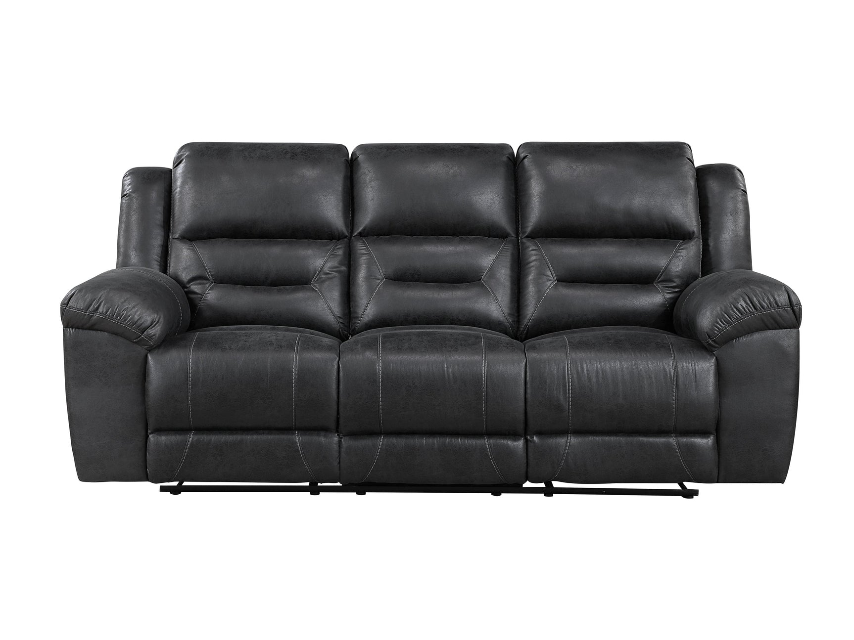 Double Black Reclining Sofa - Ornate Home