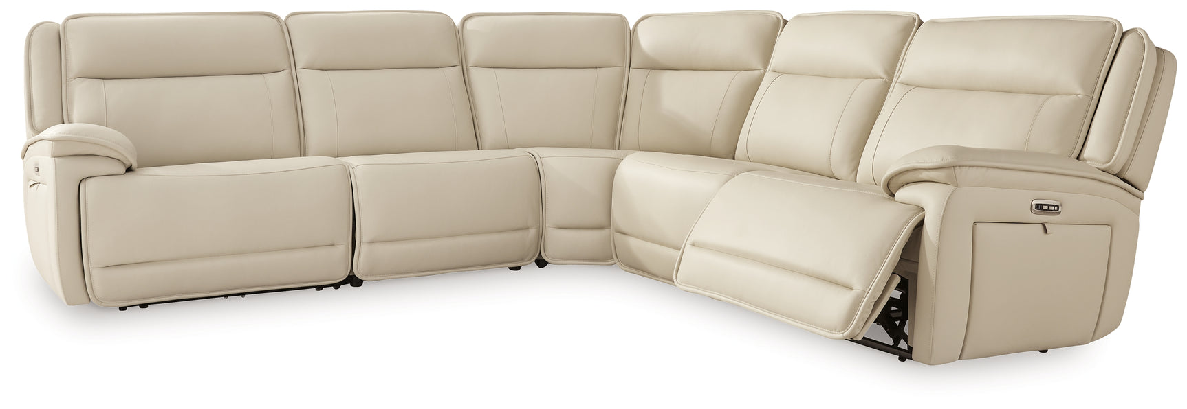 Double Deal Almond 5-Piece Power Reclining Sectional - Ornate Home