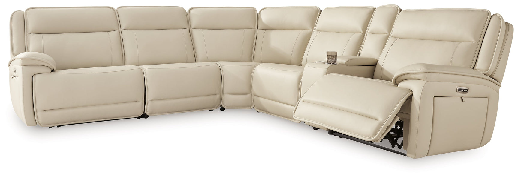 Double Deal Almond 6-Piece Power Reclining Sectional (Online Special Price) - Ornate Home