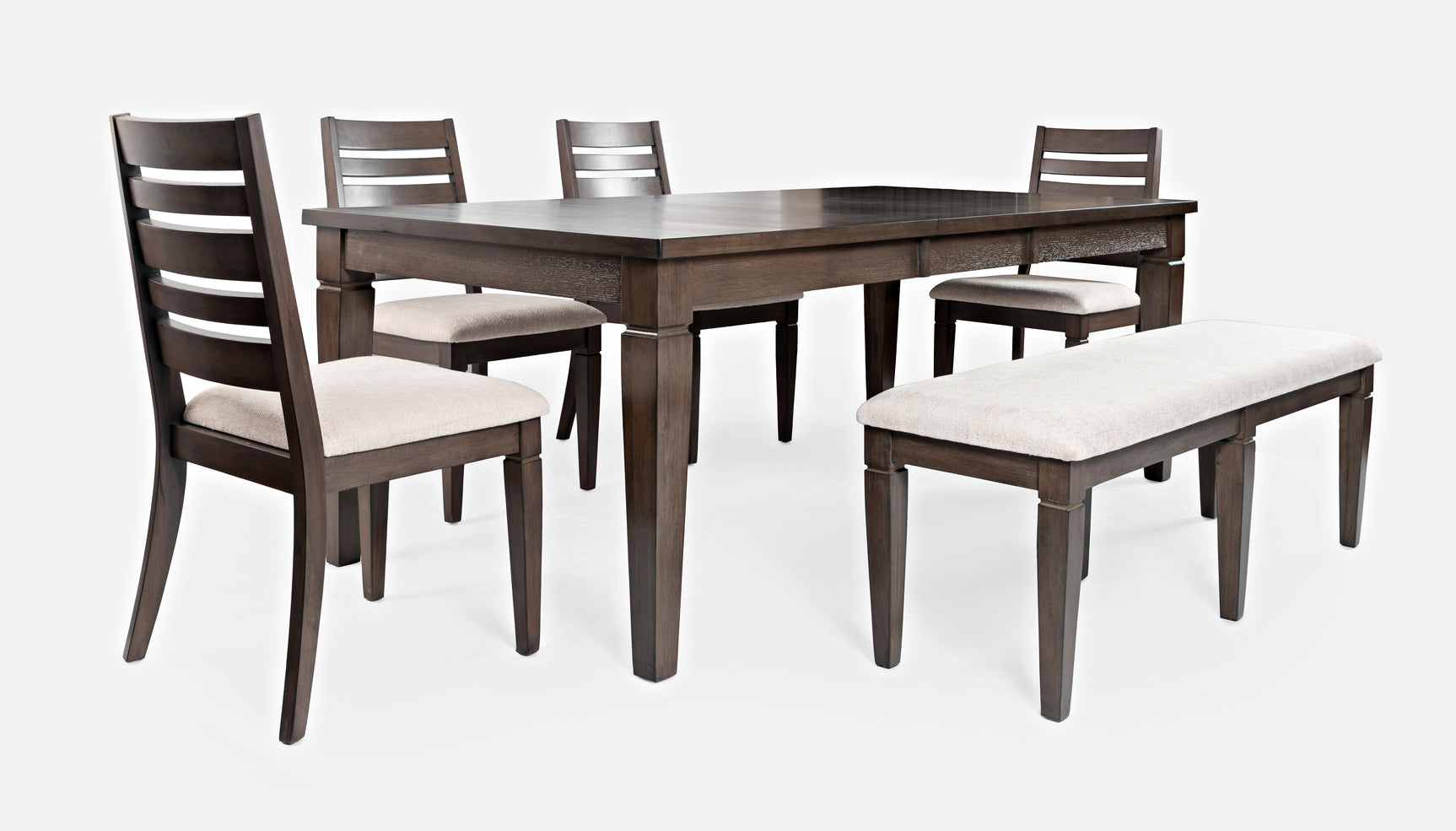 Lincoln Square Dark Espresso/Cream Ext Dining Table w/ 4 Chairs, Bench